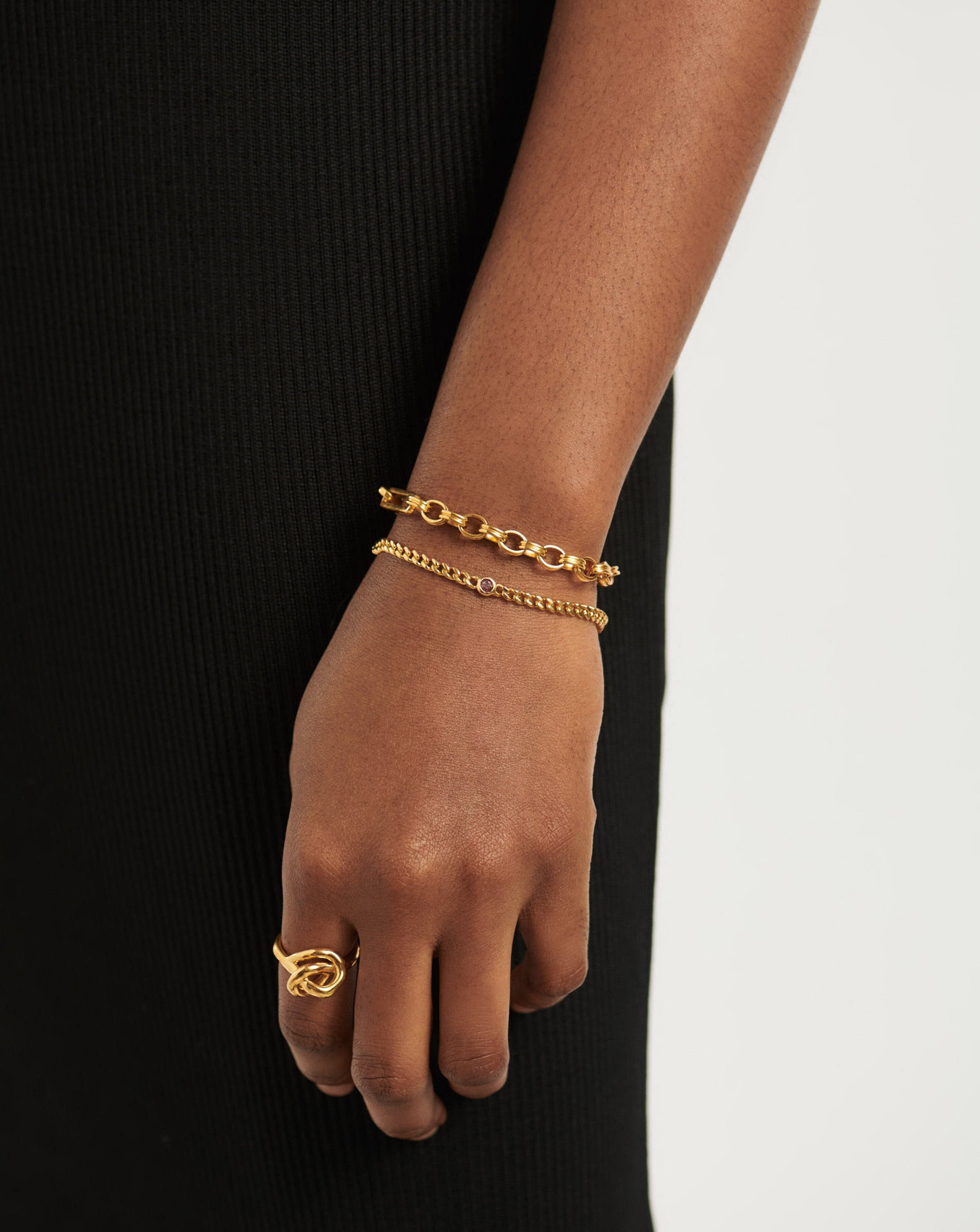 Birthstone Chain Bracelet - October | 18ct Gold Plated Vermeil/Pink Tourmaline Bracelets Missoma 