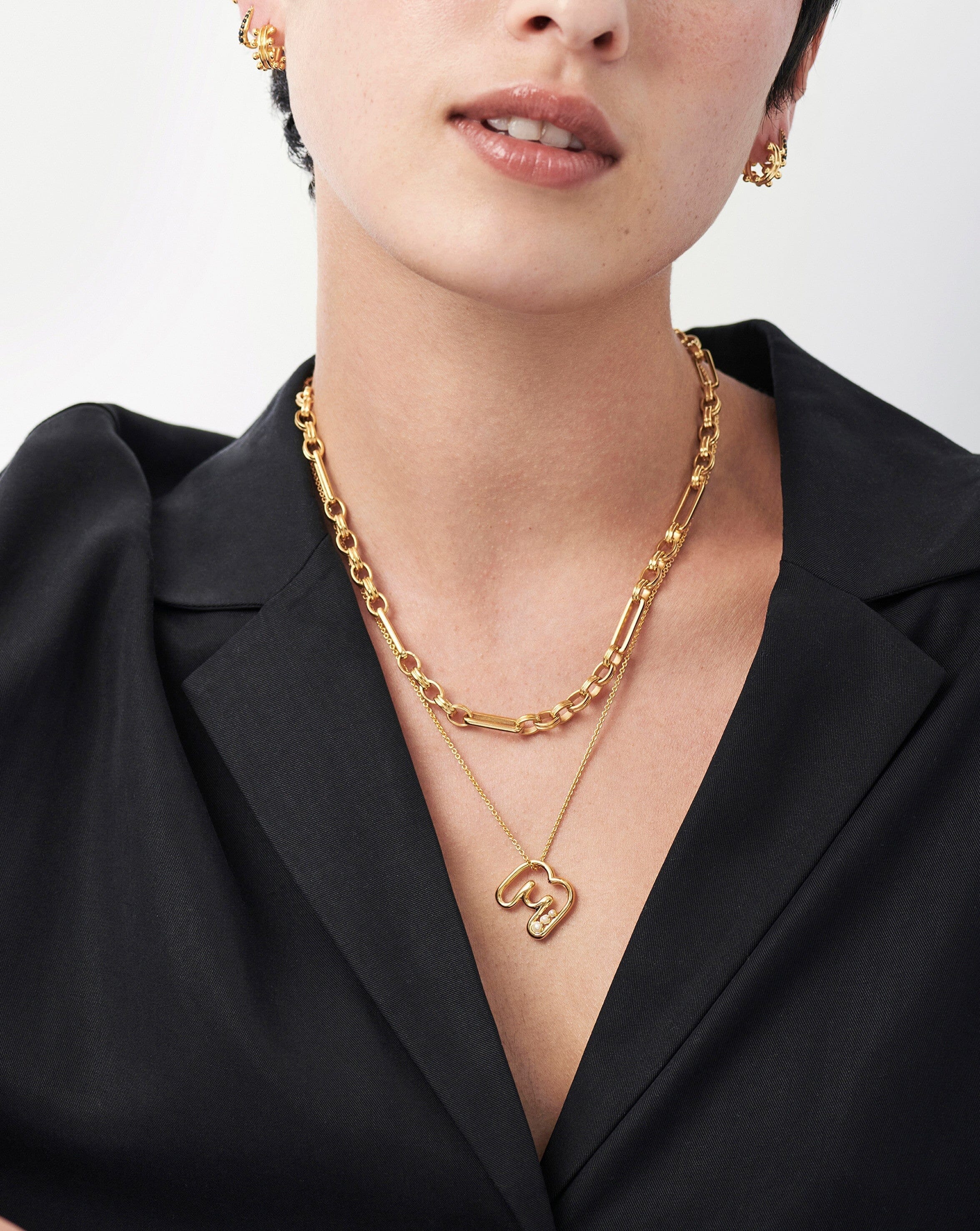 Chubby Pearl Initial Pendant Necklace - Initial M | 18ct Gold Plated Vermeil/Pearl Necklaces Missoma 