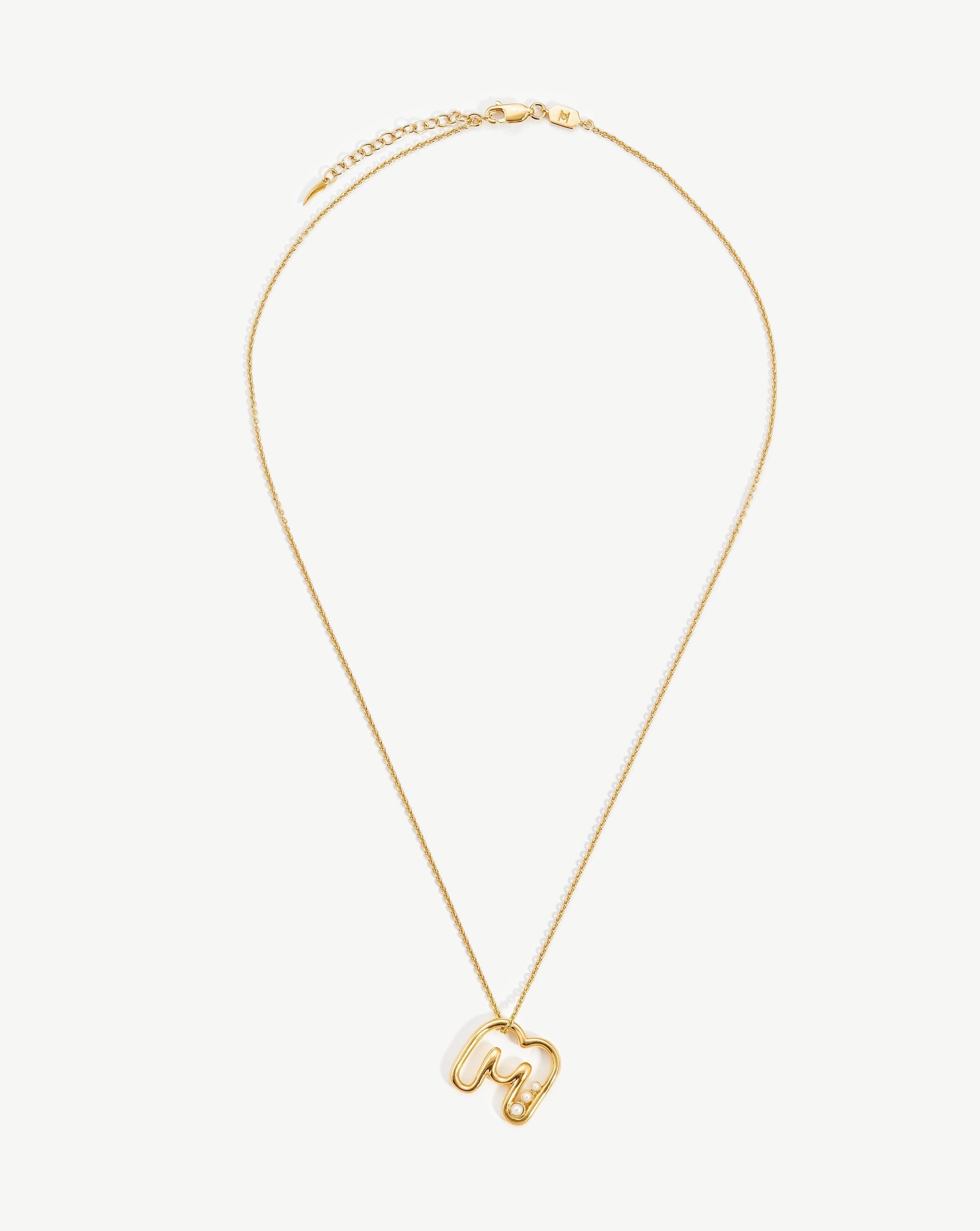 Chubby Pearl Initial Pendant Necklace - Initial M | 18ct Gold Plated Vermeil/Pearl Necklaces Missoma 