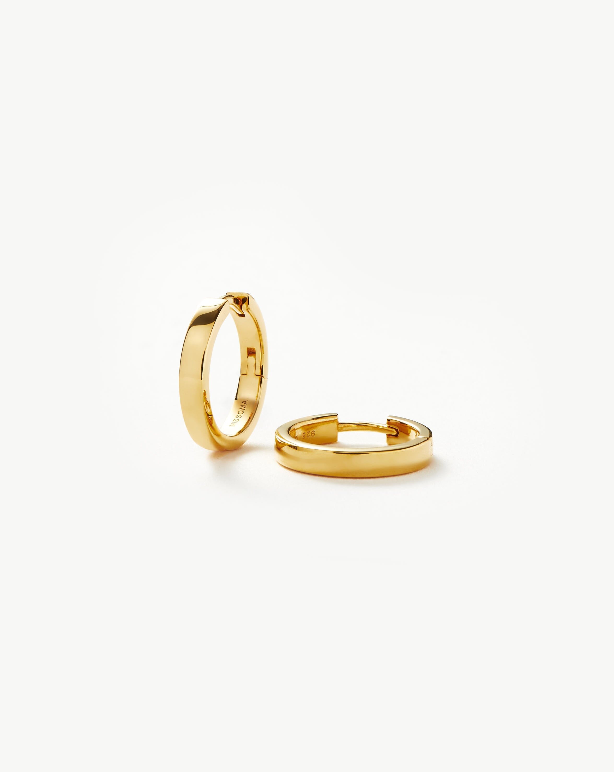 Classic Flat Small Hoop Earrings | 18ct Gold Plated Vermeil Earrings Missoma 