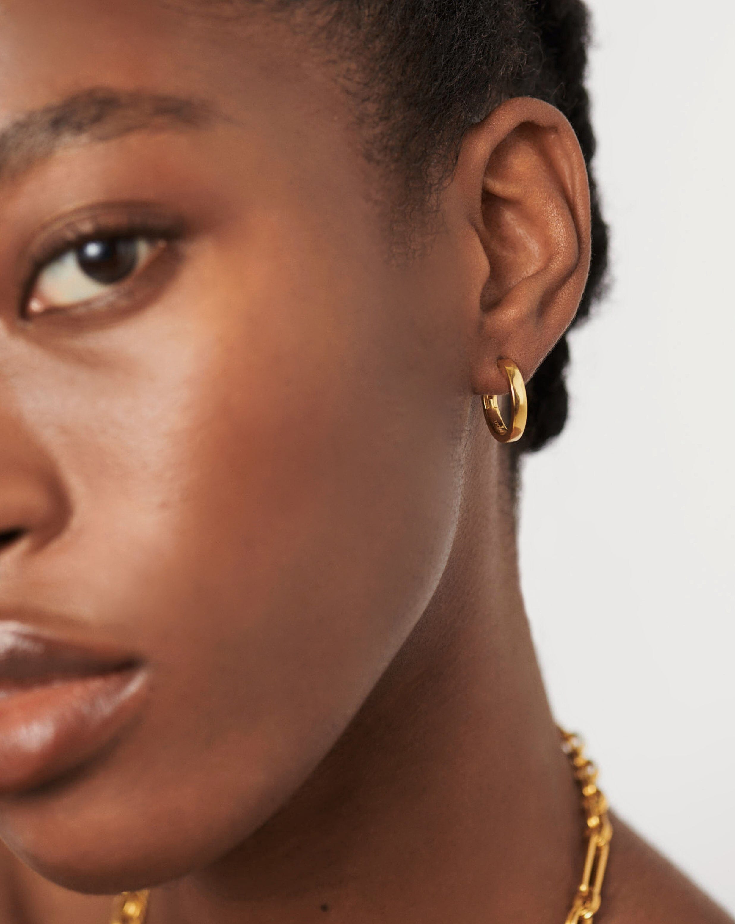 Classic Flat Small Hoop Earrings | 18ct Gold Plated Vermeil Earrings Missoma 