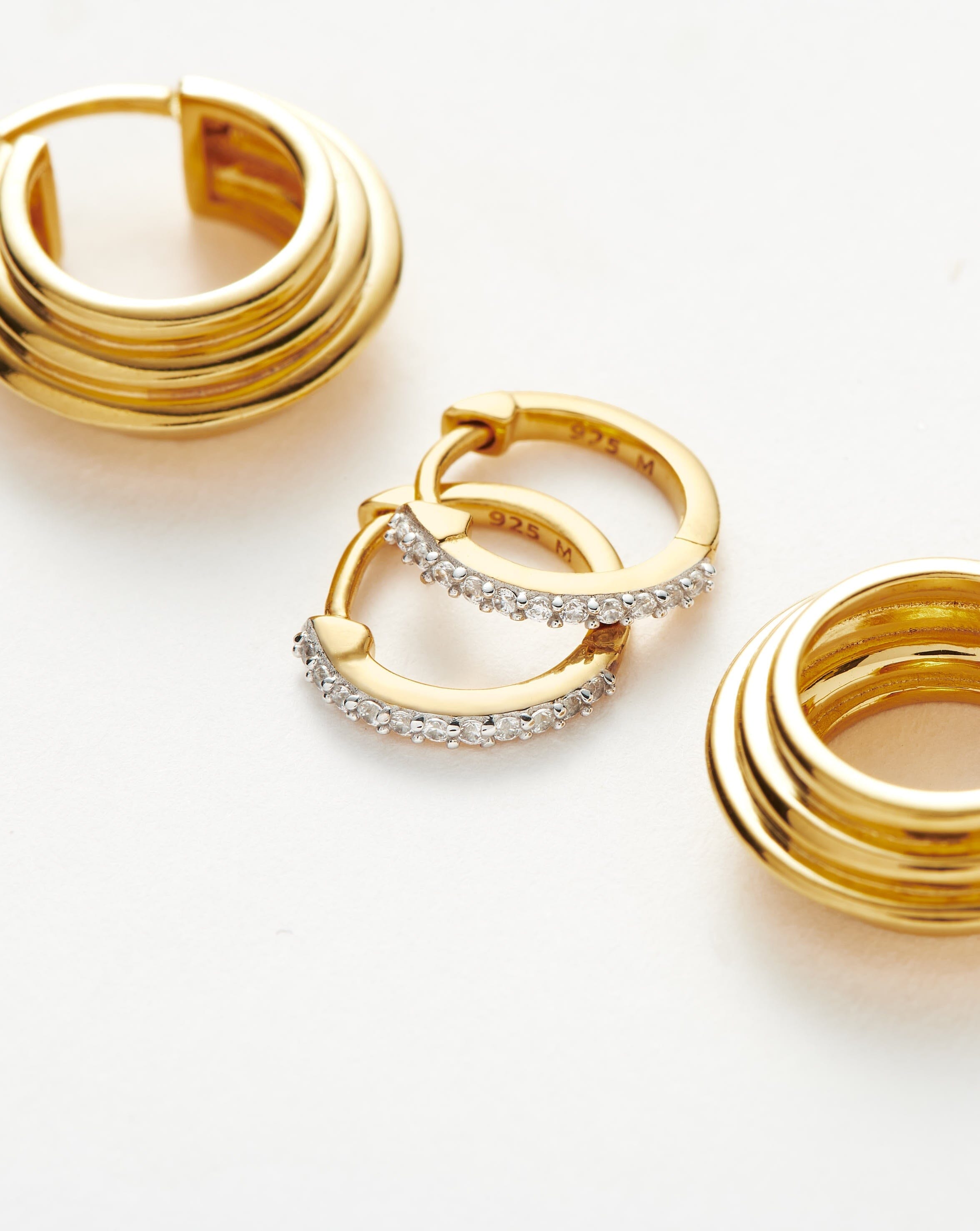 Classic Ridge Mini Hoop Earring Set | 18ct Gold Plated Vermeil Layering Sets Missoma 