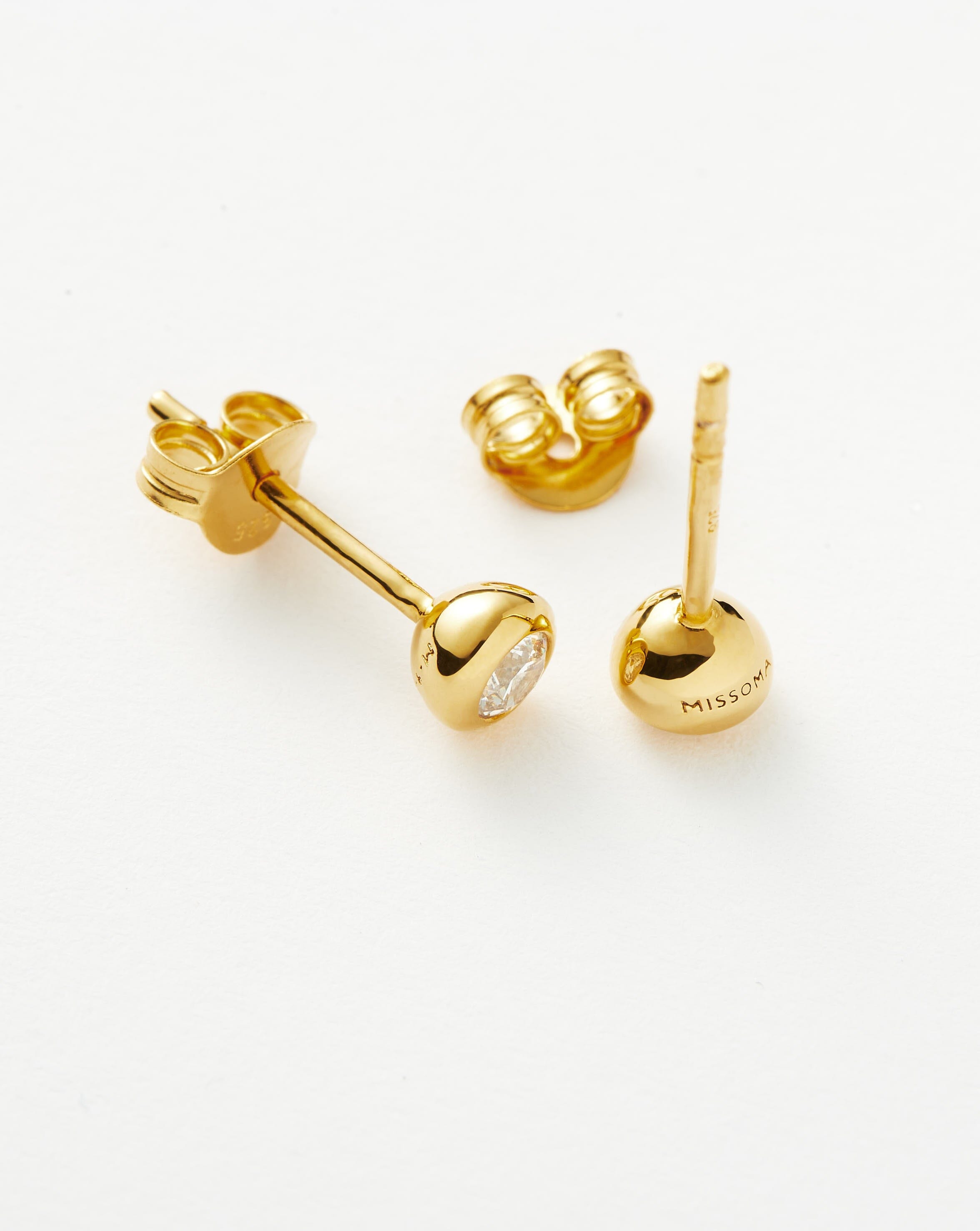 Classic Stone Stud Earrings | 18ct Gold Plated Vermeil/Cubic Zirconia Earrings Missoma 