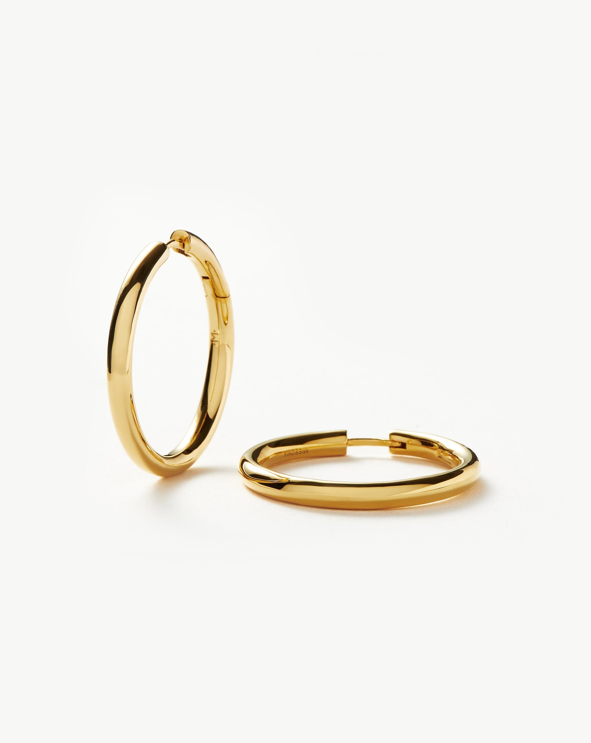 Classic Tunnel Large Hoop Earrings | 18ct Gold Plated Earrings Missoma 