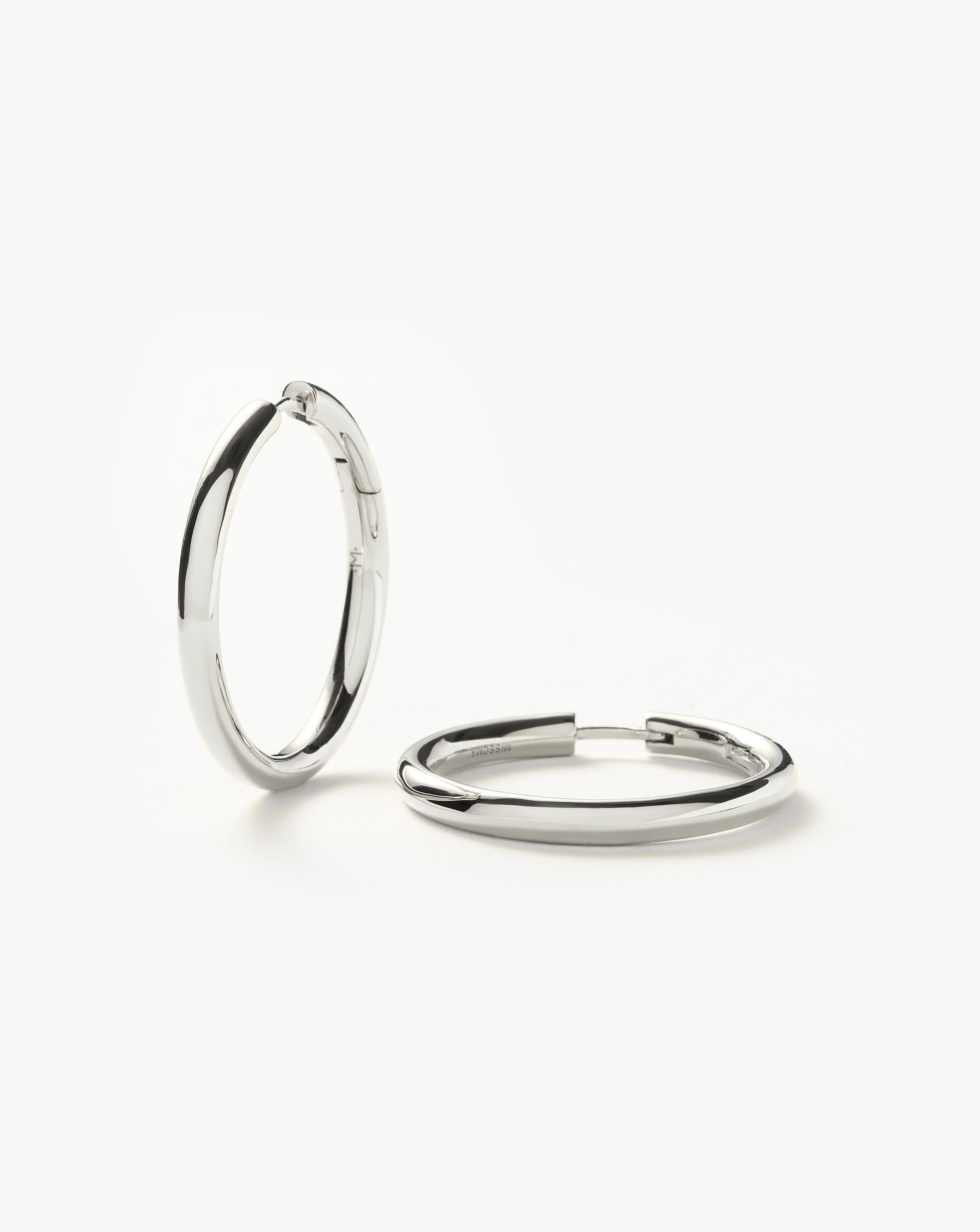 Classic Tunnel Large Hoop Earrings | Silver Plated Earrings Missoma 