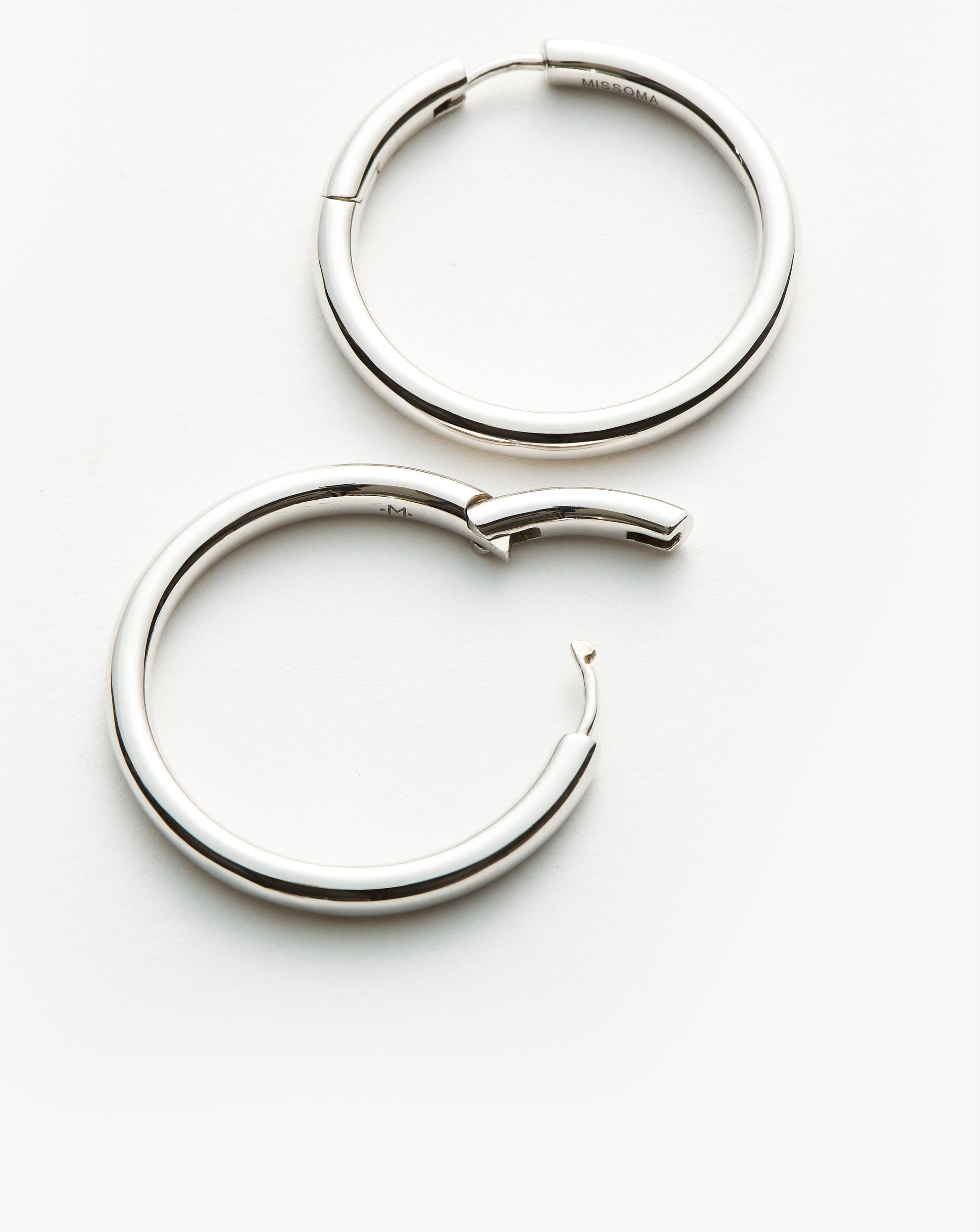 Classic Tunnel Large Hoop Earrings | Silver Plated Earrings Missoma 