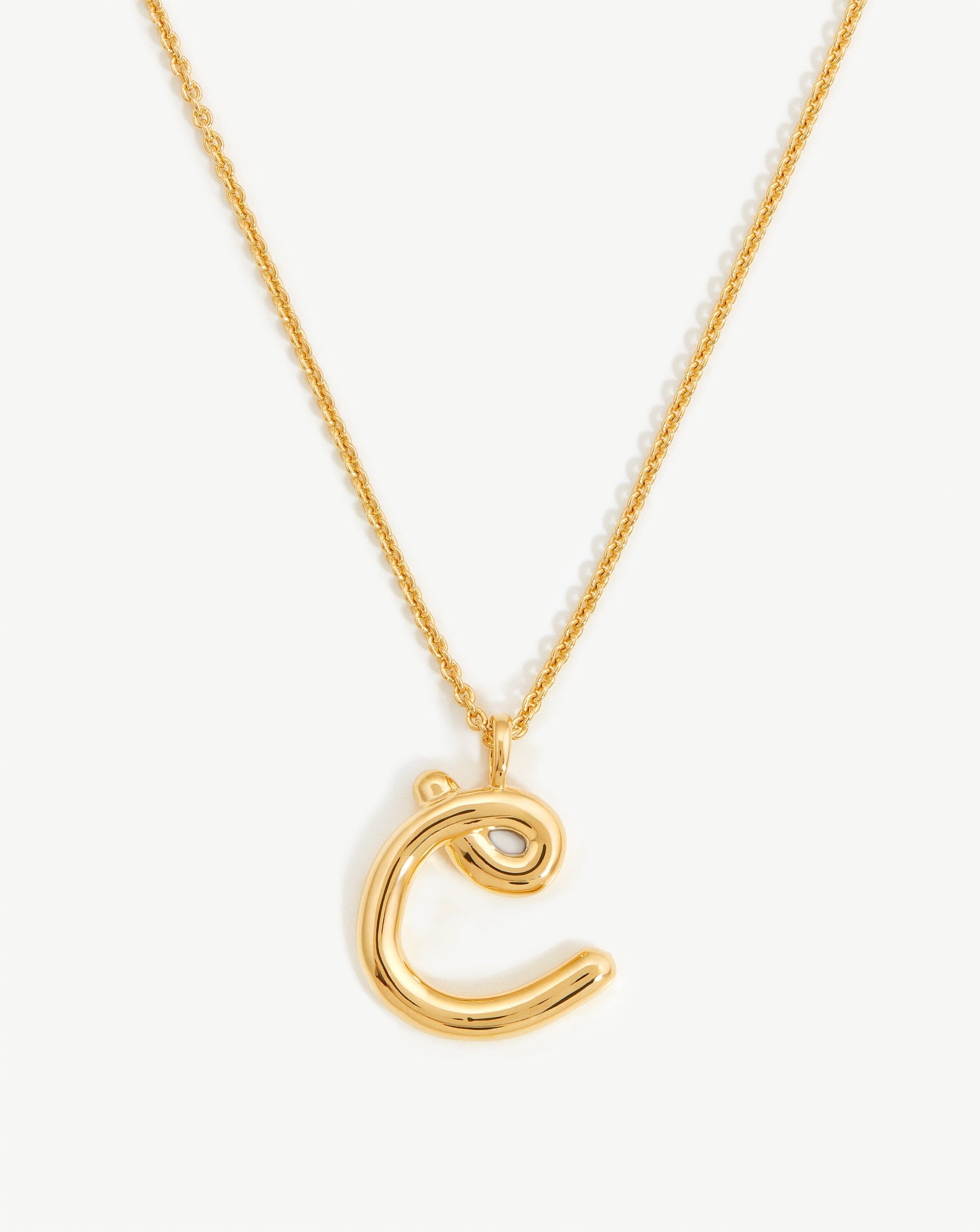 Curly Molten Initial Pendant Necklace - Initial C | 18ct Gold Plated Vermeil Necklaces Missoma 