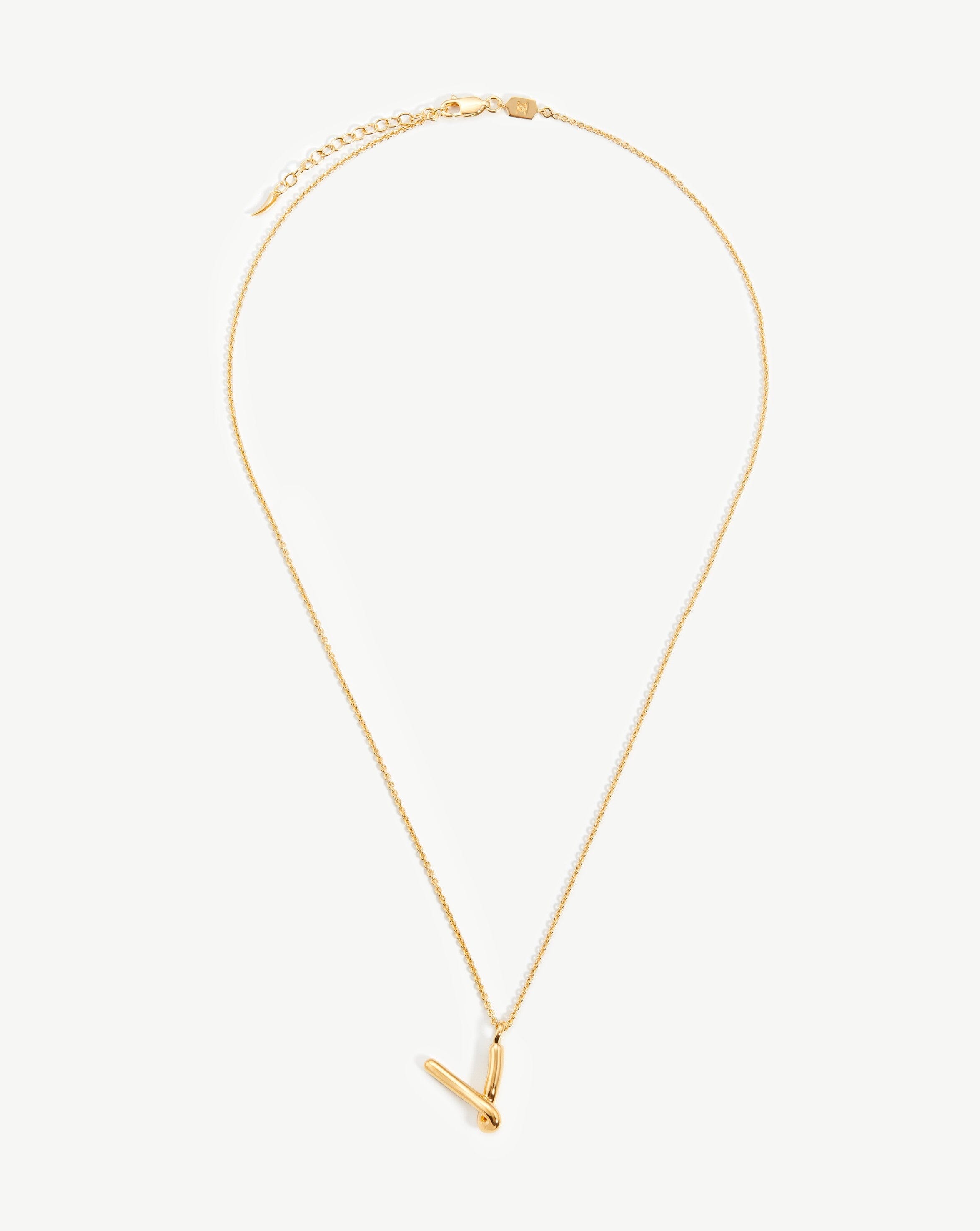 Curly Molten Initial Pendant Necklace - Initial V | 18ct Gold Plated Vermeil Necklaces Missoma 