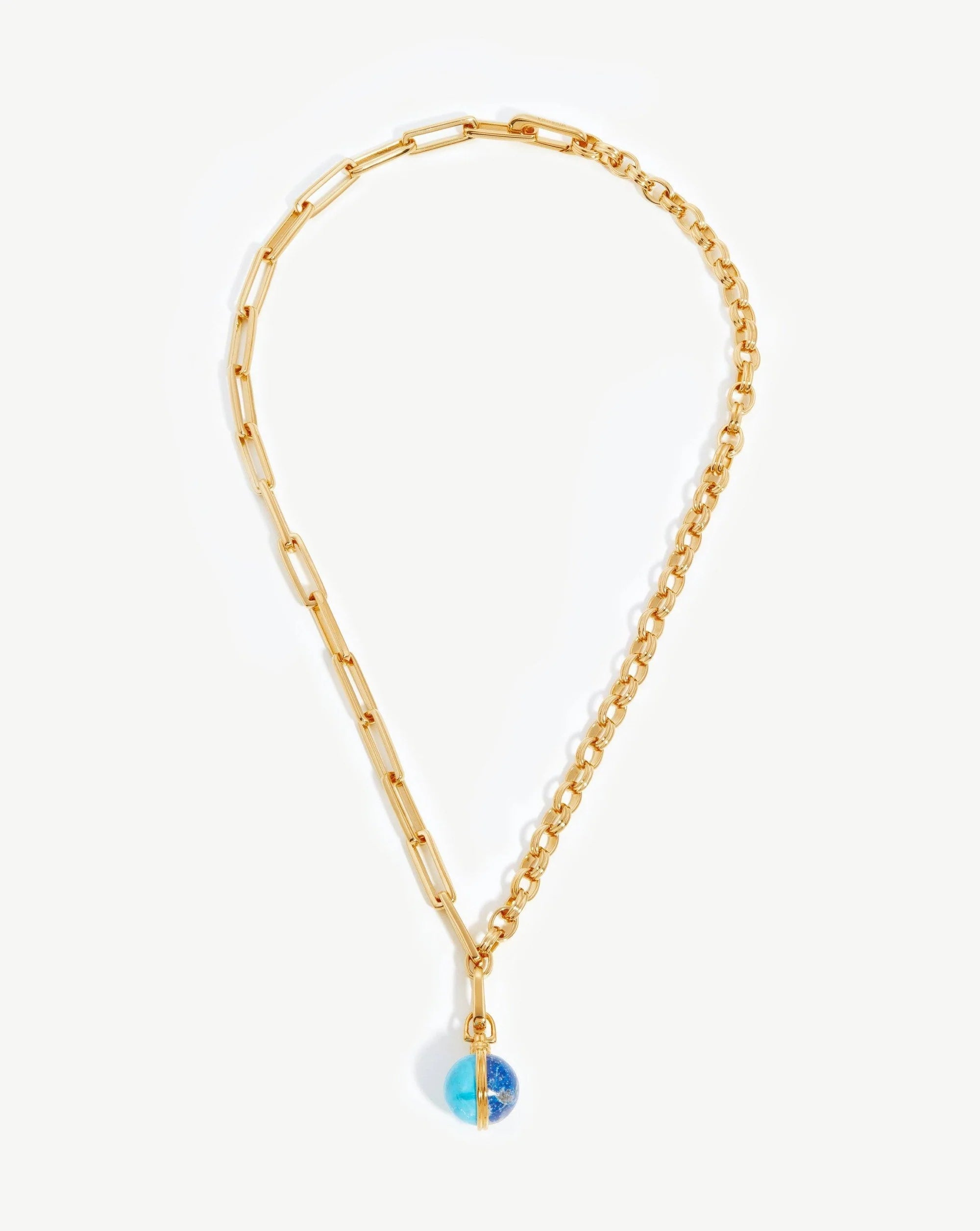 Deconstructed Axiom Sphere Chain Necklace | 18ct Gold Plated / Lapis & Turquoise Necklaces Missoma 