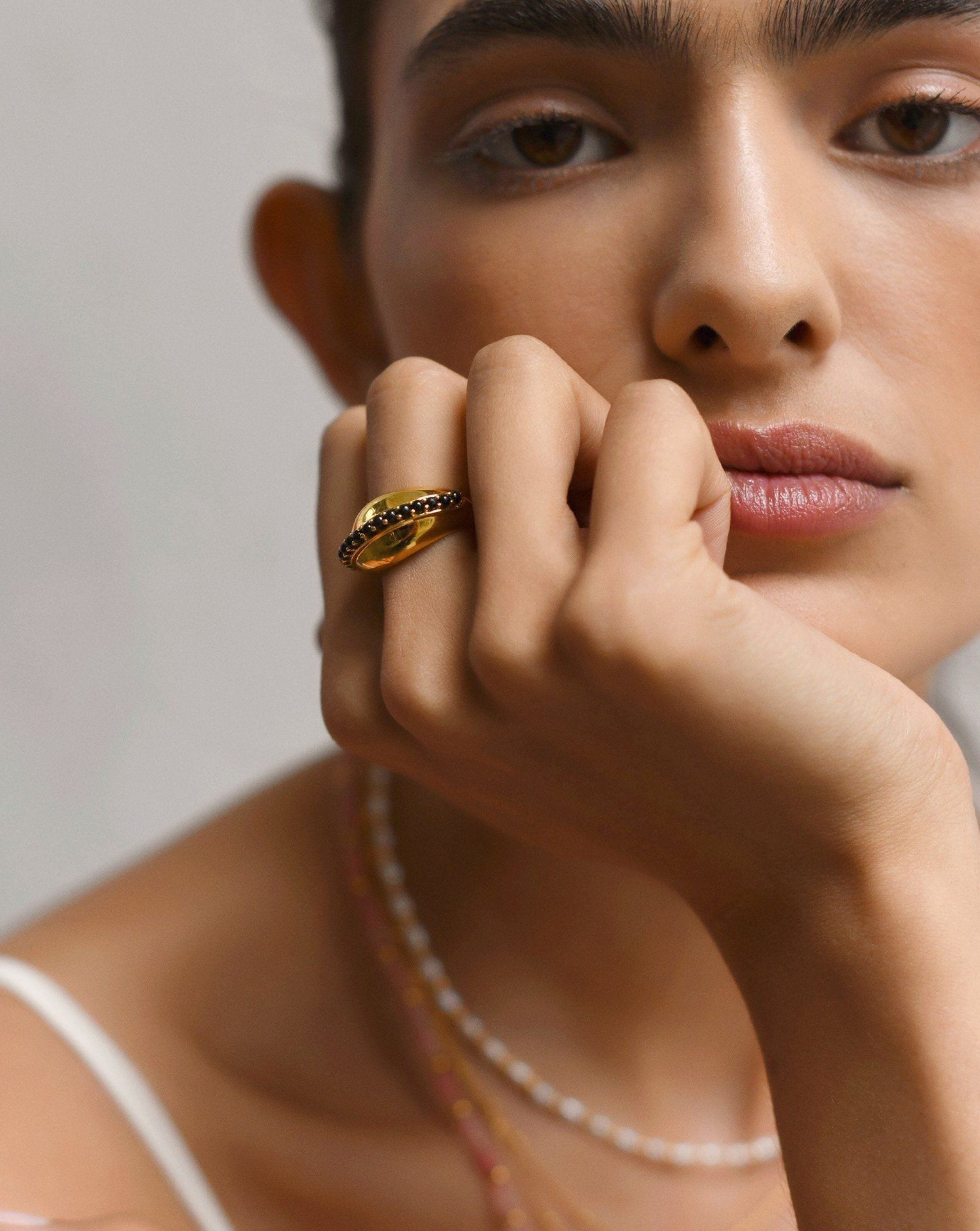 Dome Gemstone Ring | 18ct Gold Plated/Black Onyx Rings Missoma 