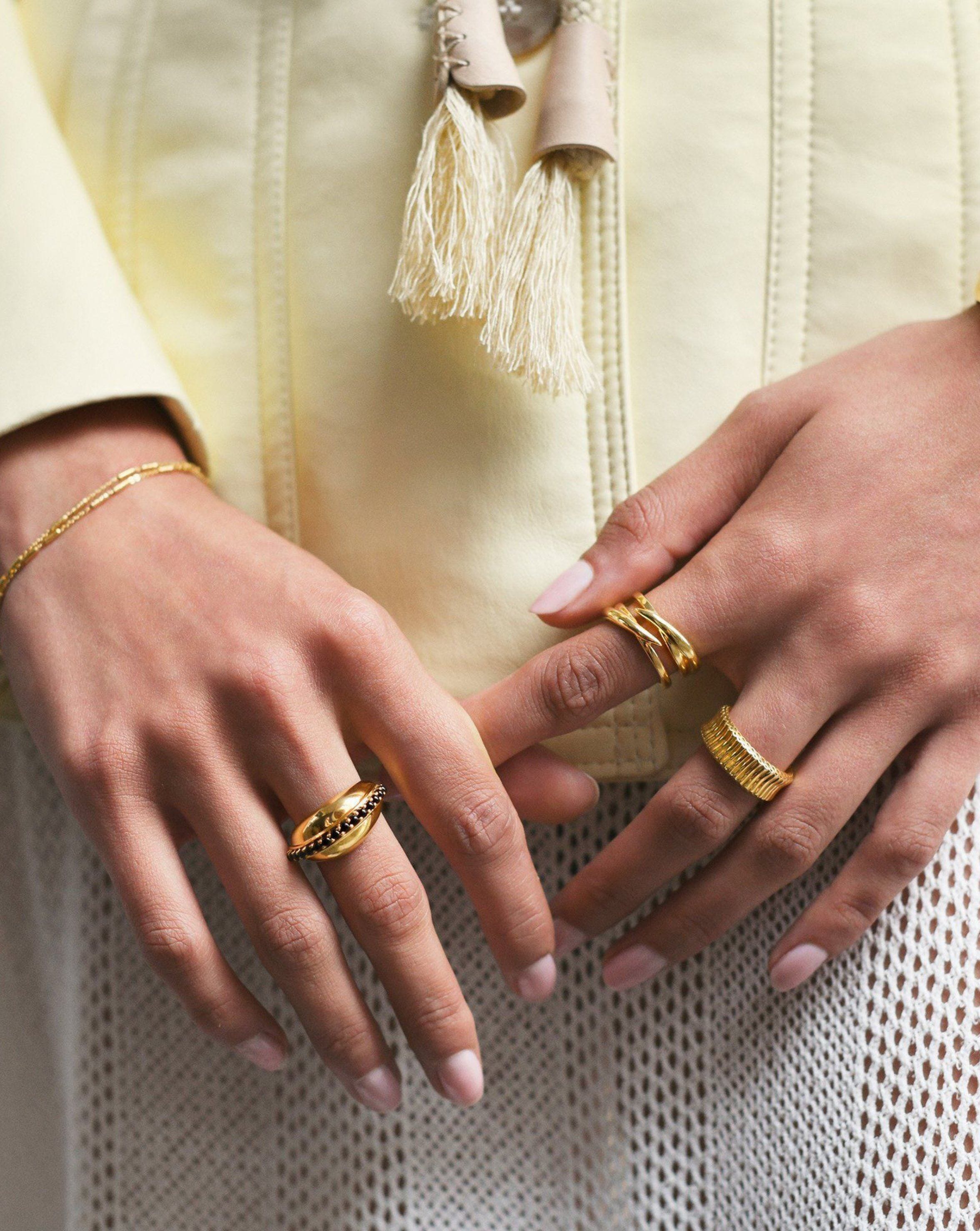 Dome Gemstone Ring | 18ct Gold Plated/Black Onyx Rings Missoma 