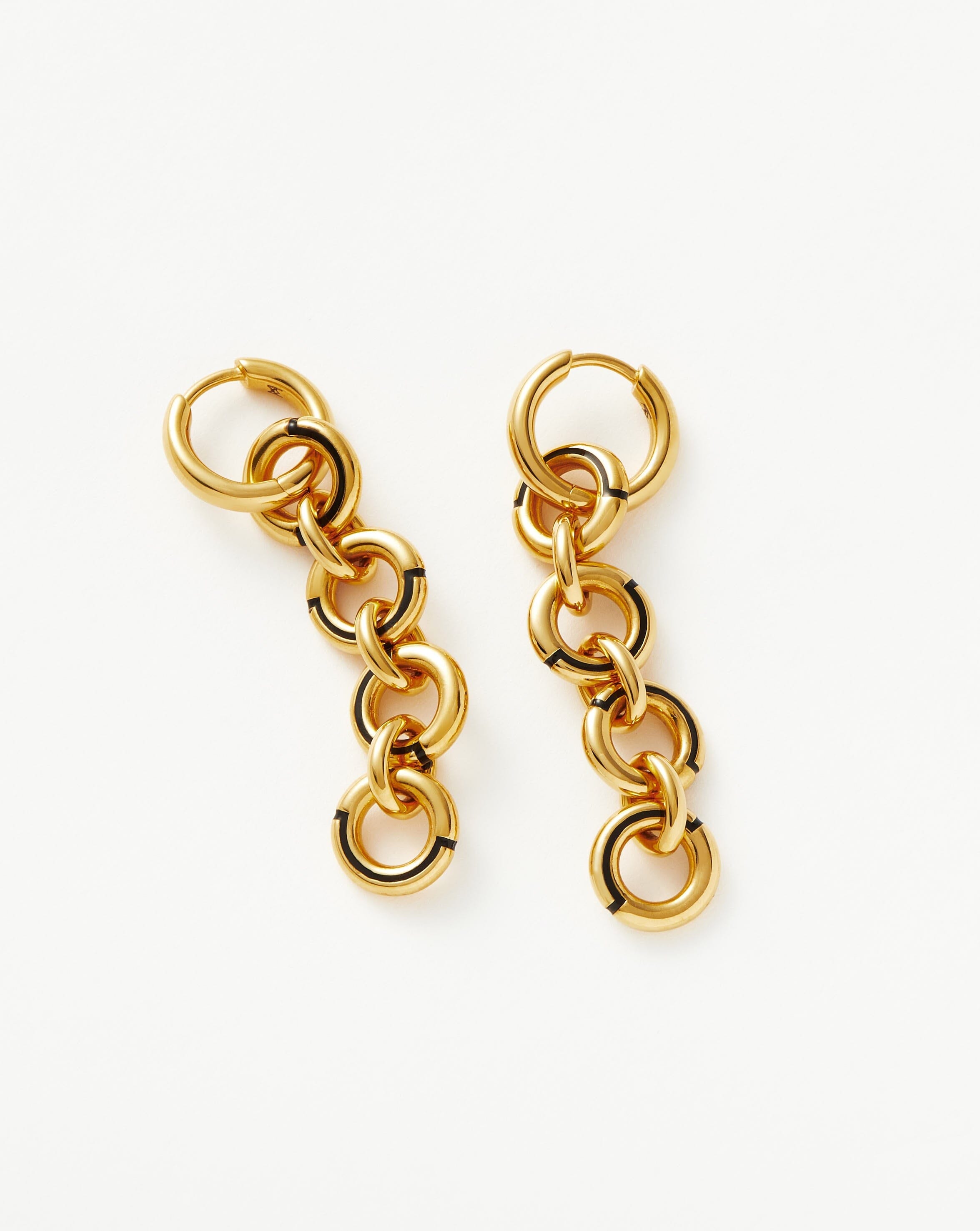 Enamel Byline Link Drop Hoop Earrings | 18ct Gold Plated Earrings Missoma 