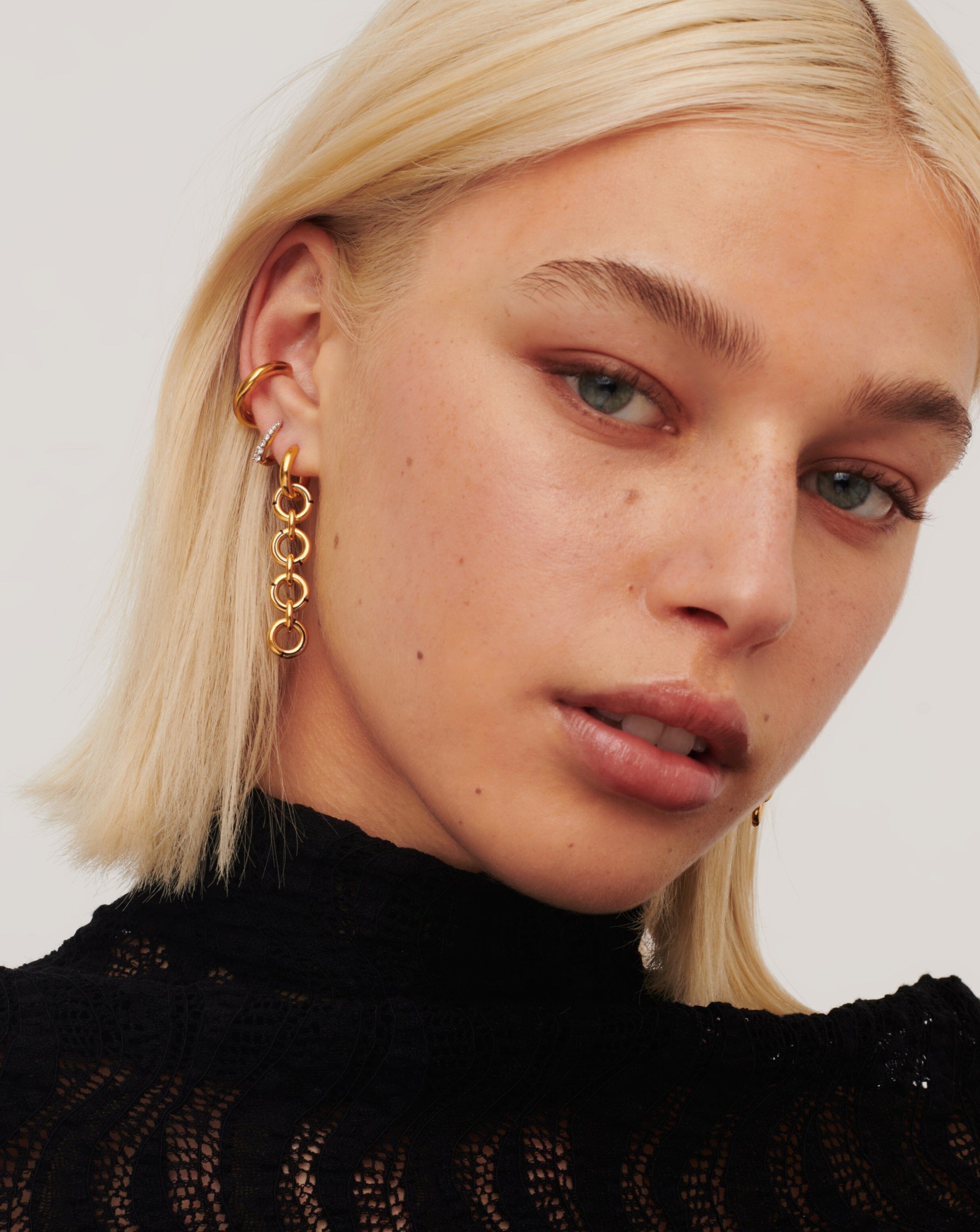 Enamel Byline Link Drop Hoop Earrings | 18ct Gold Plated Earrings Missoma 