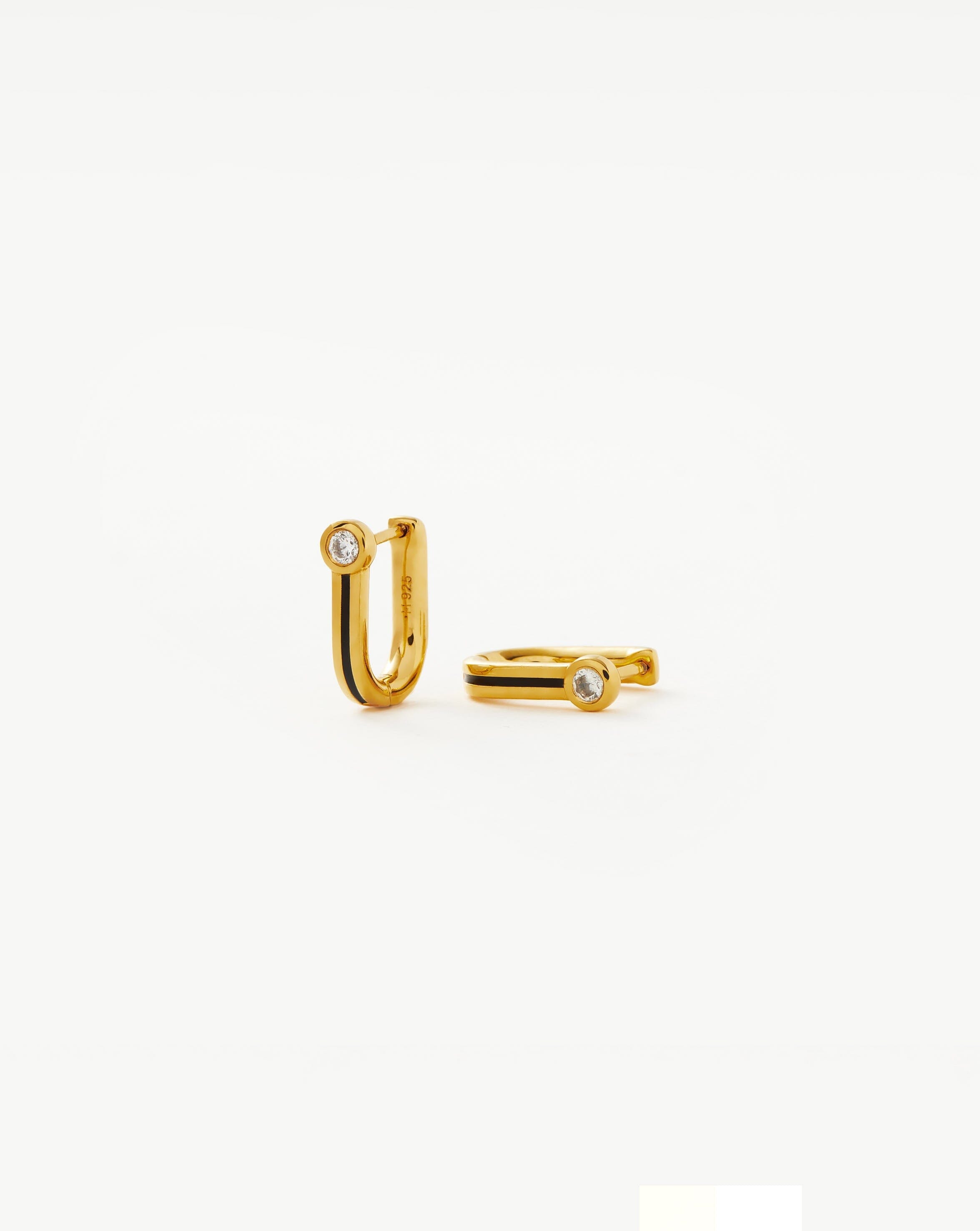 Enamel & Stone Byline Beaded Ovate Huggies | 18ct Gold Plated Vermeil/Cubic Zirconia Earrings Missoma 