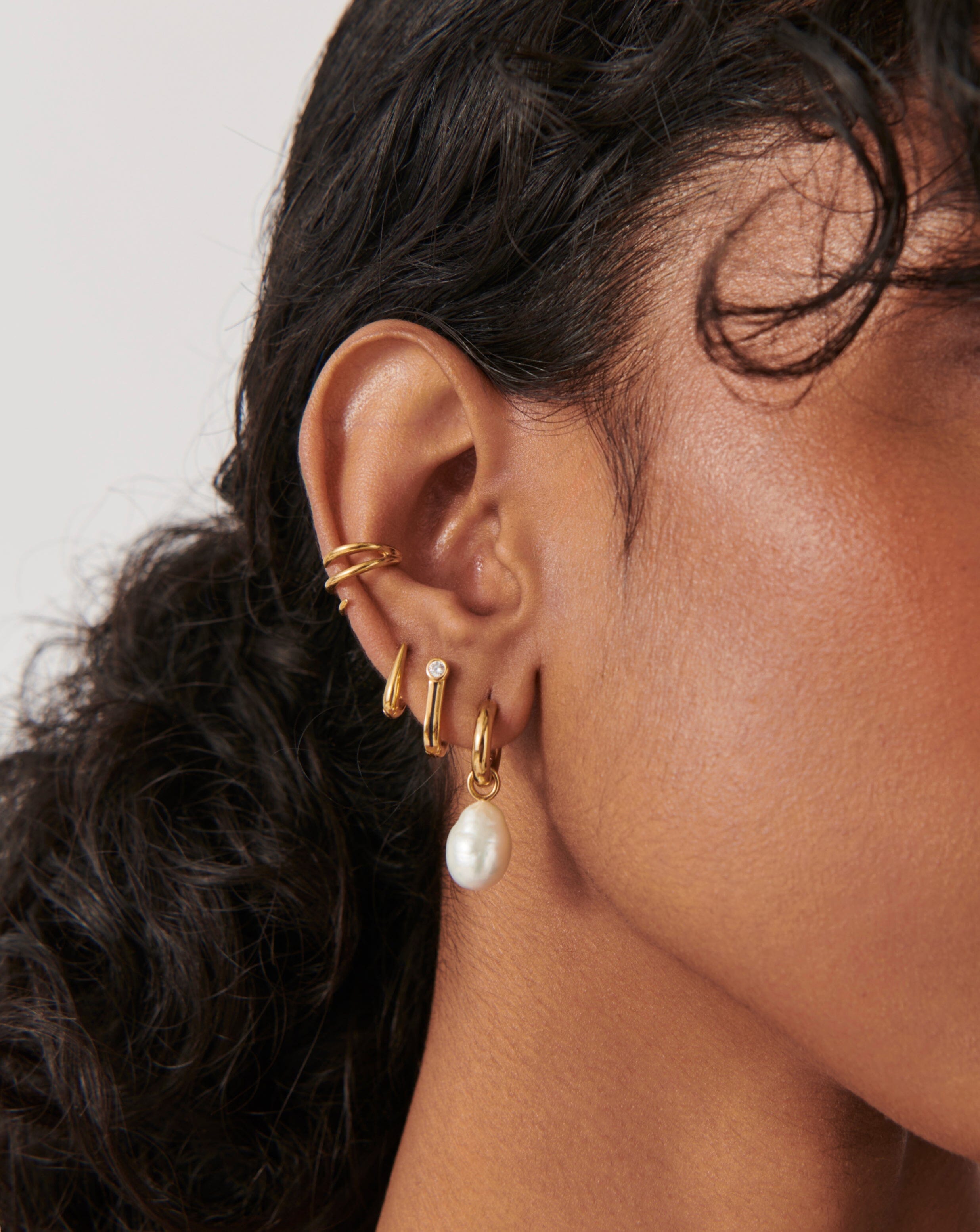 Enamel & Stone Byline Beaded Ovate Huggies | 18ct Gold Plated Vermeil/Cubic Zirconia Earrings Missoma 