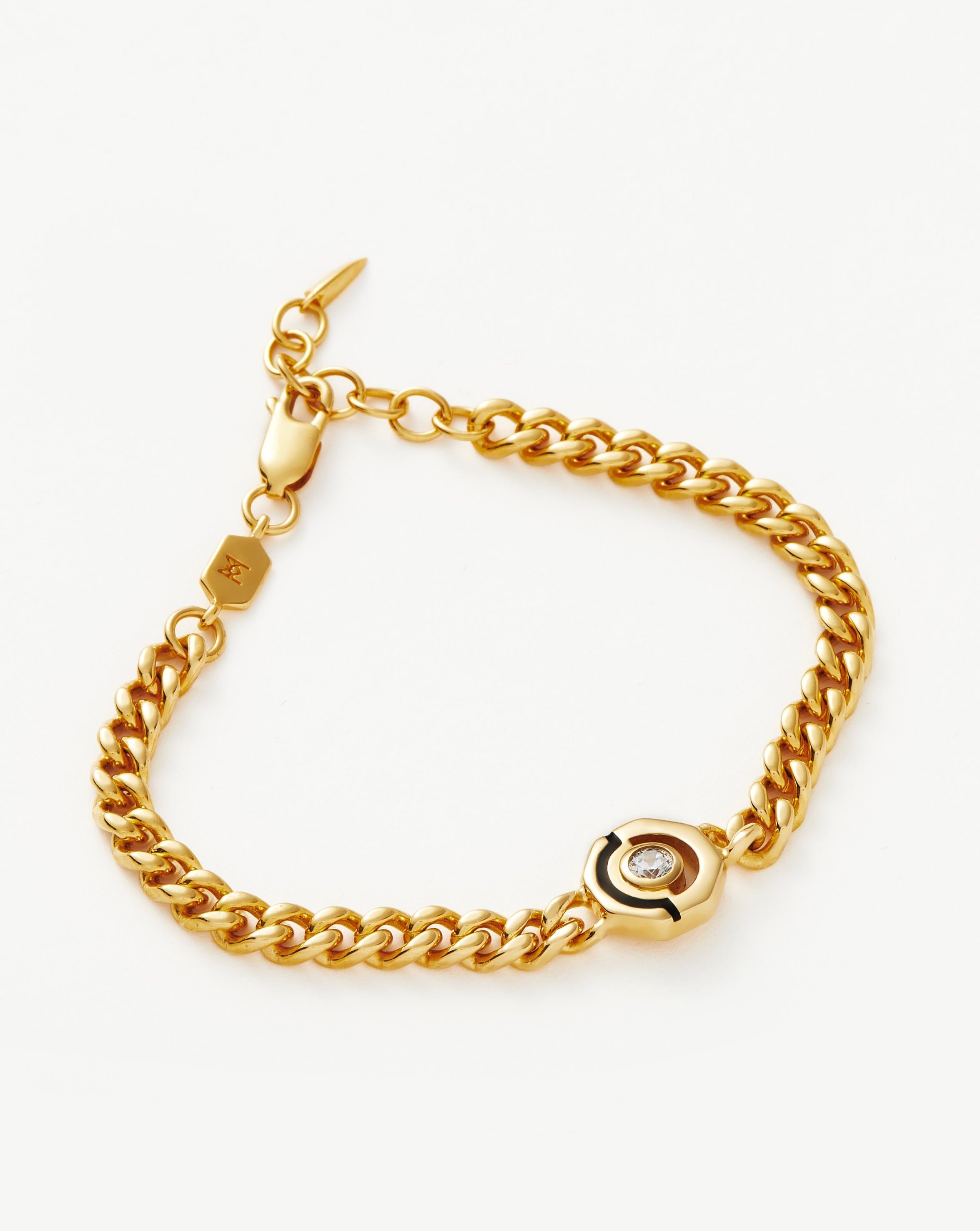 Enamel & Stone Byline Hex Charm Bracelet | 18ct Gold Plated/Cubic Zirconia Bracelets Missoma 