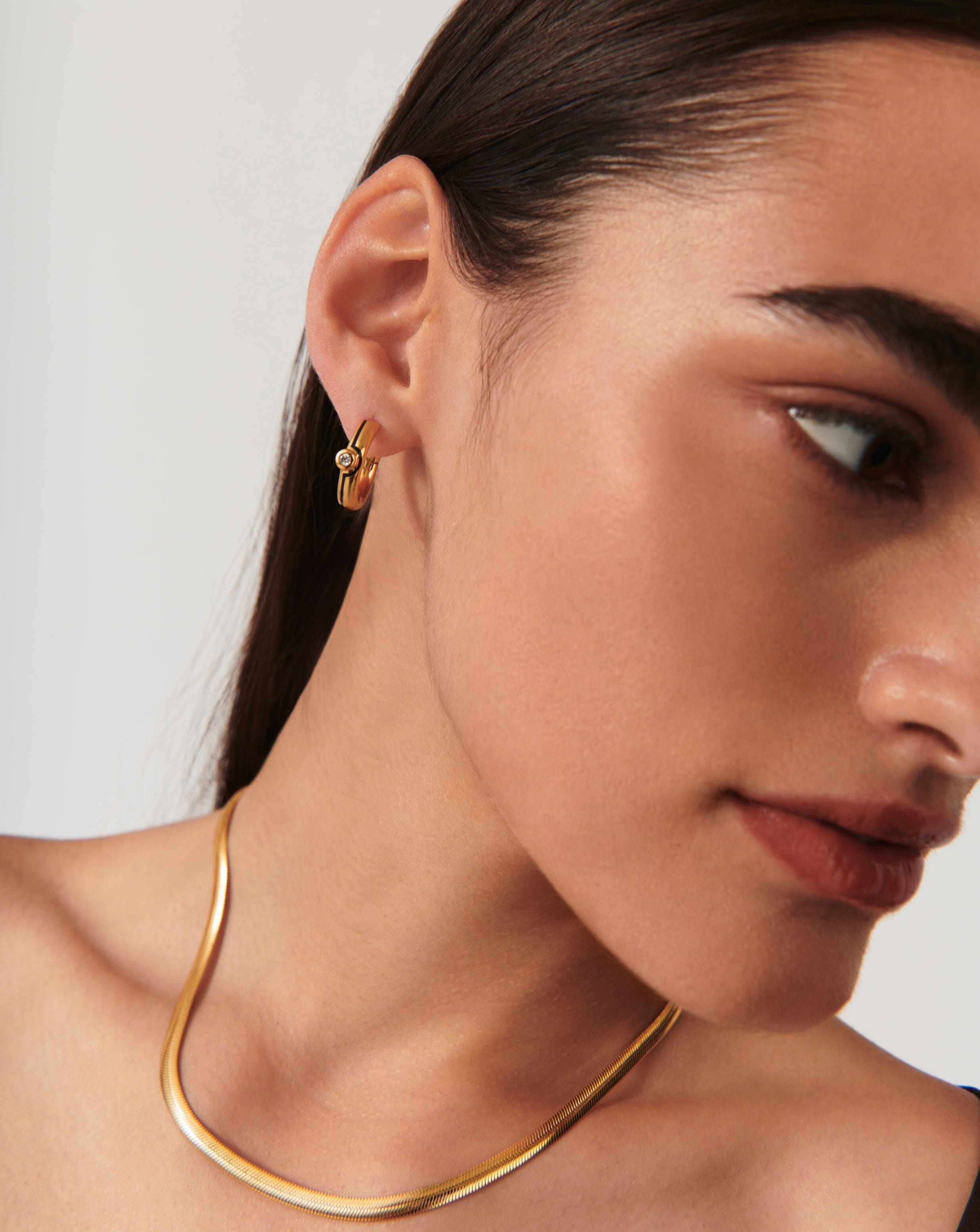 Enamel & Stone Byline Medium Hoop Earrings | 18ct Gold Plated Vermeil/Cubic Zirconia Earrings Missoma 