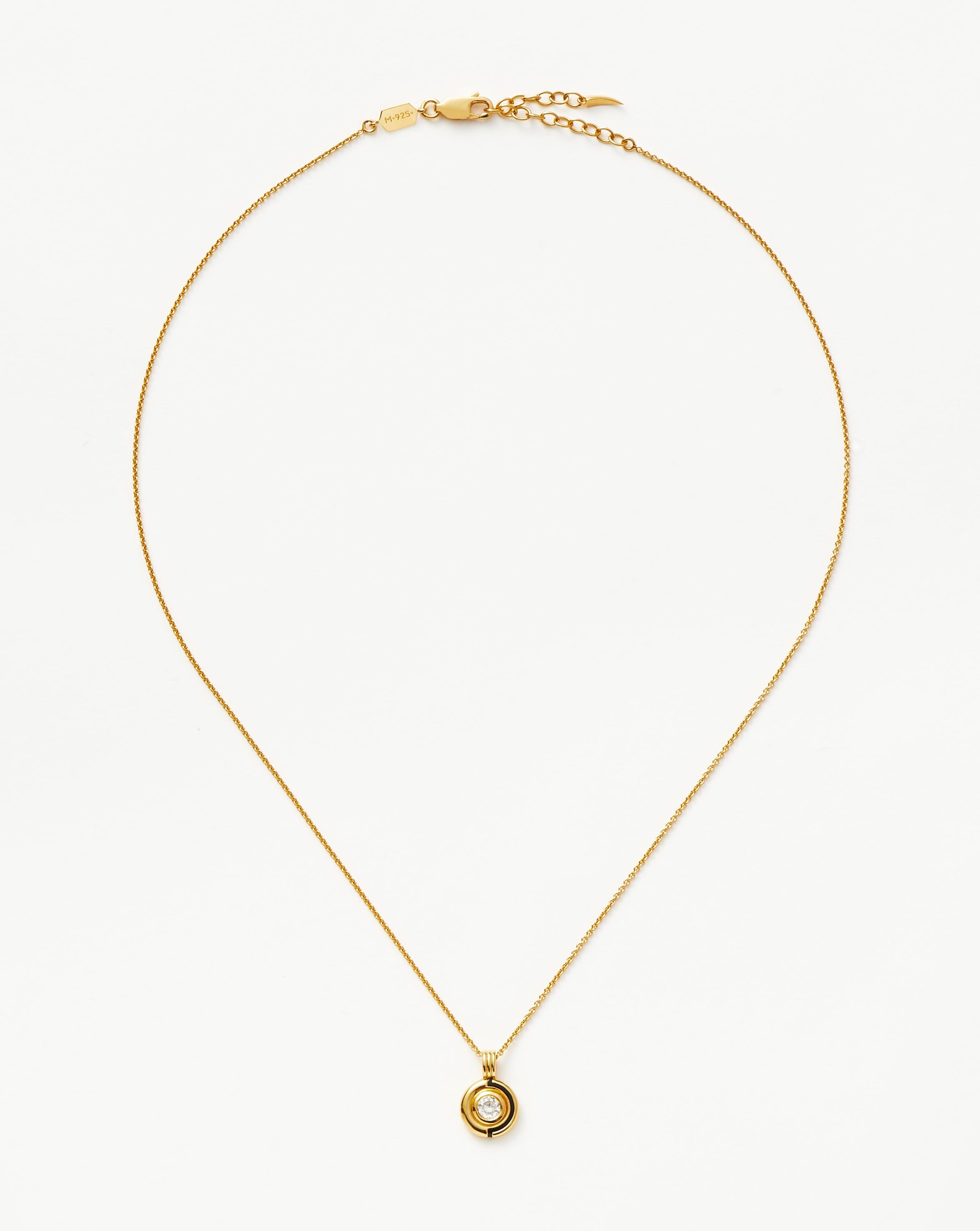 Enamel & Stone Byline Round Pendant Necklace | 18ct Gold Plated Vermeil/Cubic Zirconia Necklaces Missoma 