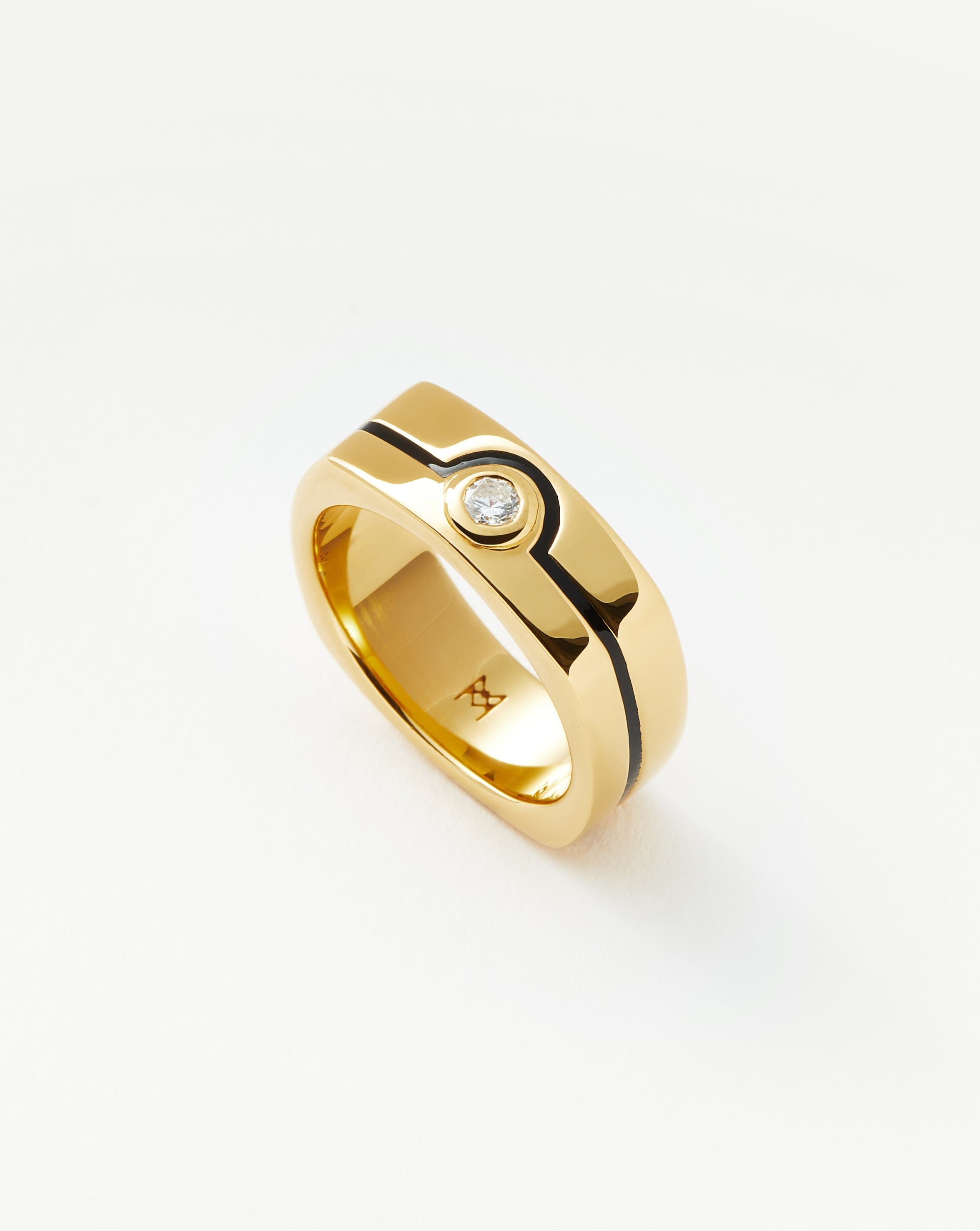 Enamel & Stone Byline Wide Band Ring | 18ct Gold Plated/Cubic Zirconia Rings Missoma 