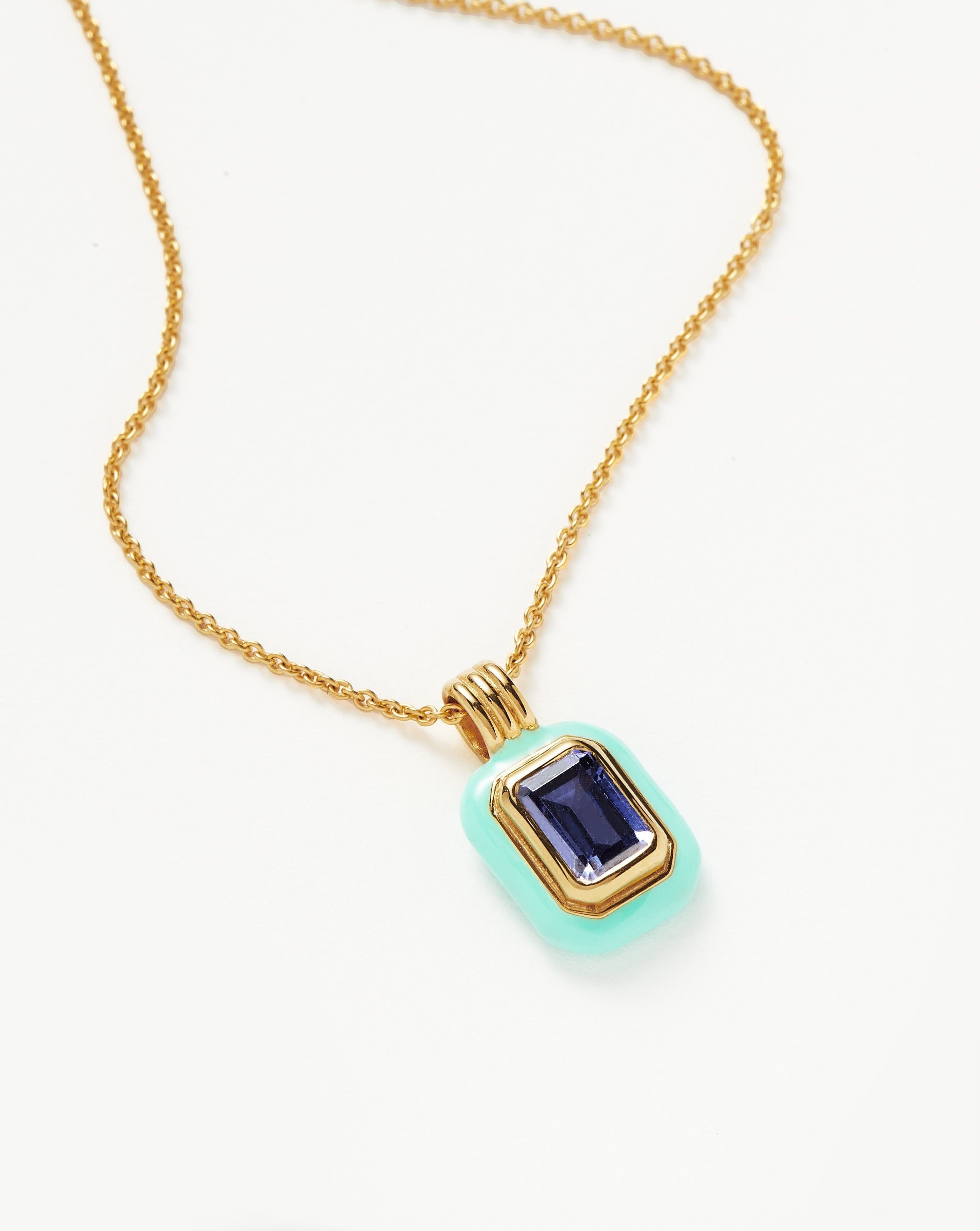 Enamel & Stone Pendant Necklace | 18ct Gold Plated Vermeil/Dark Blue Cubic Zirconia Necklaces Missoma 