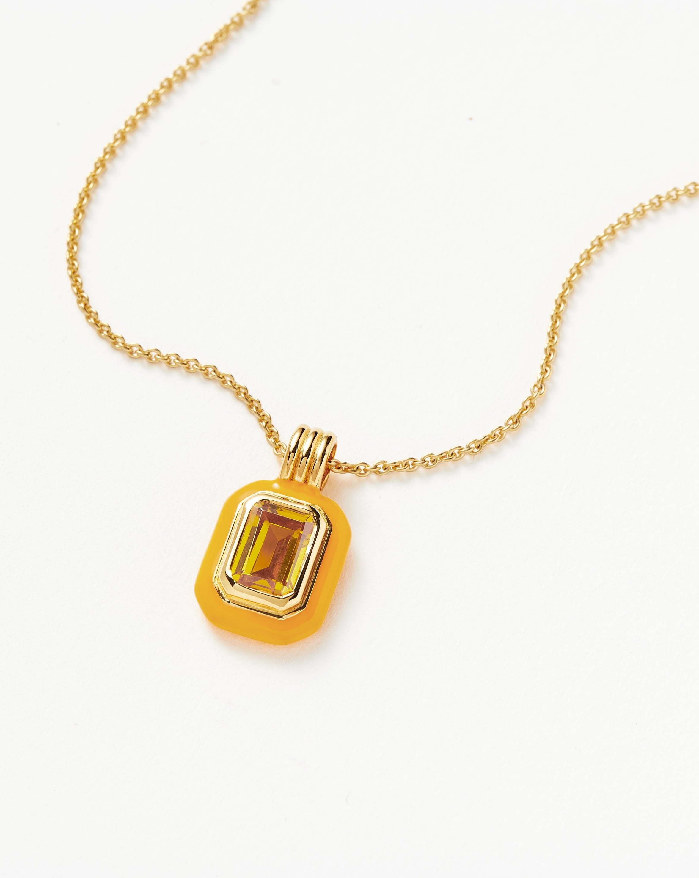 Enamel & Stone Pendant Necklace | 18ct Gold Plated Vermeil/Yellow Cubic Zirconia Necklaces Missoma 