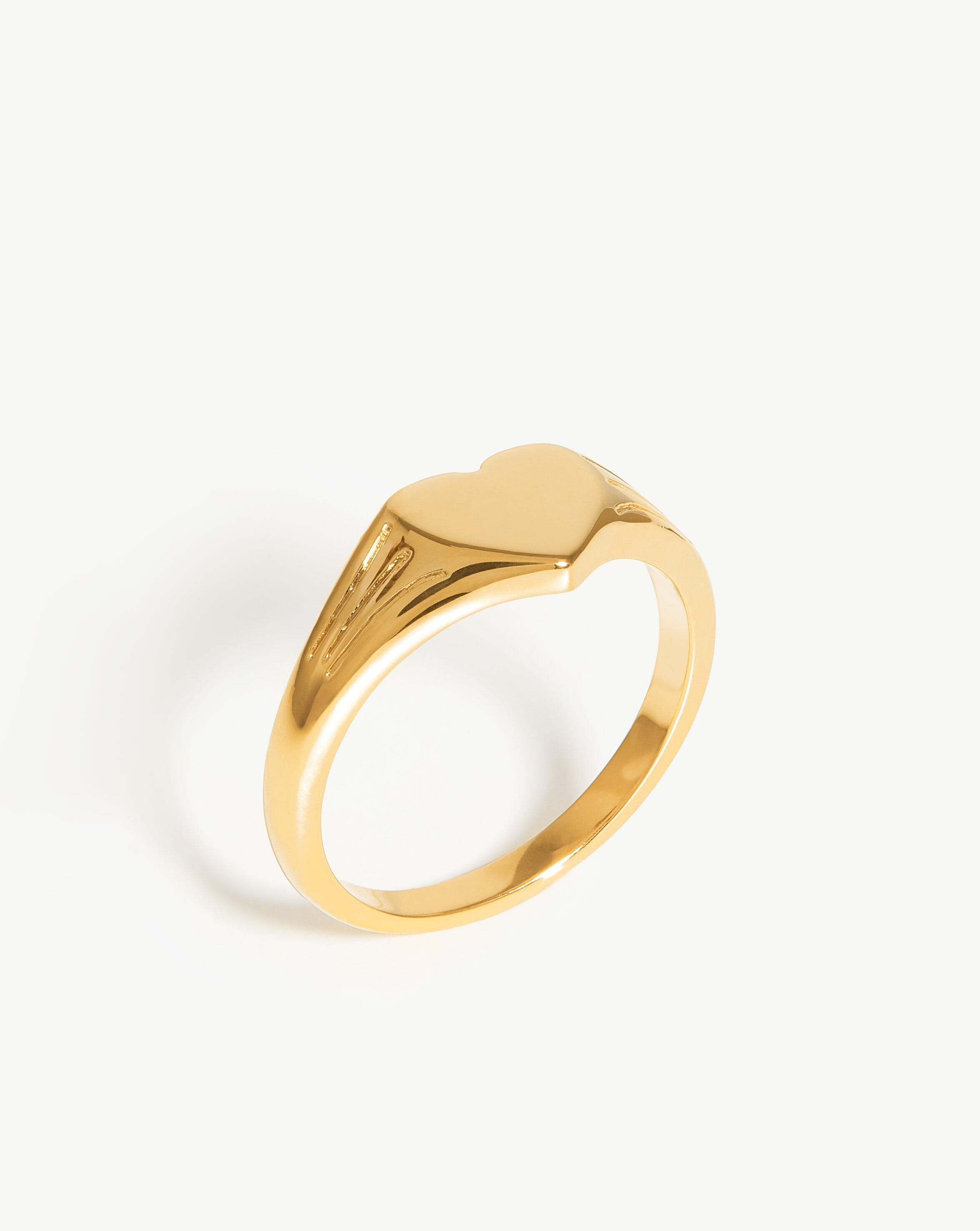 Engravable Heart Signet Ring | 18ct Gold Plated Vermeil Rings Missoma 