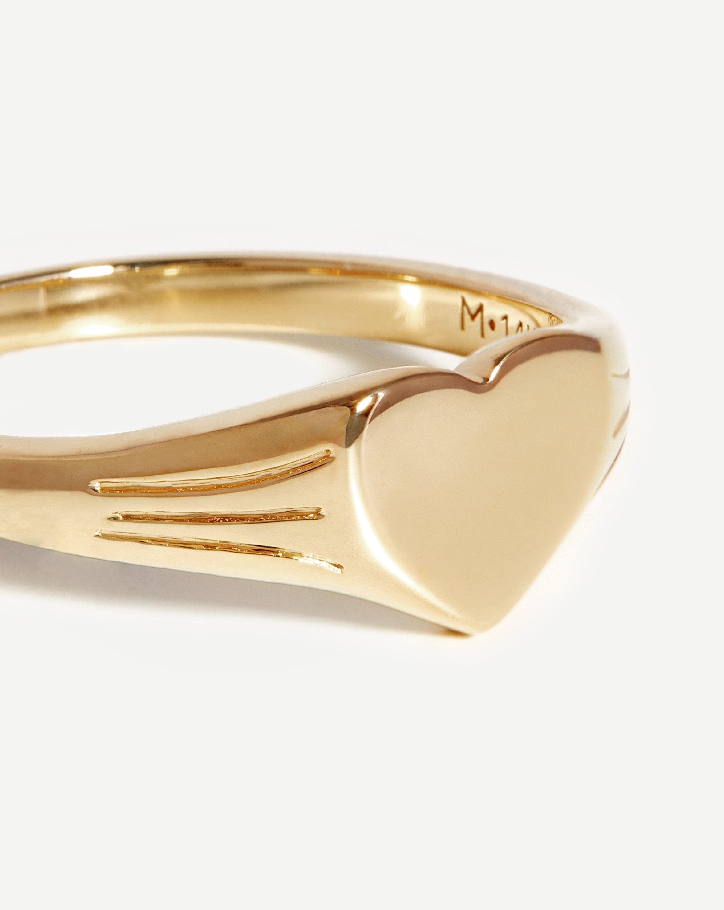 Fine Engravable Heart Signet Ring | 14ct Solid Gold Rings Missoma 