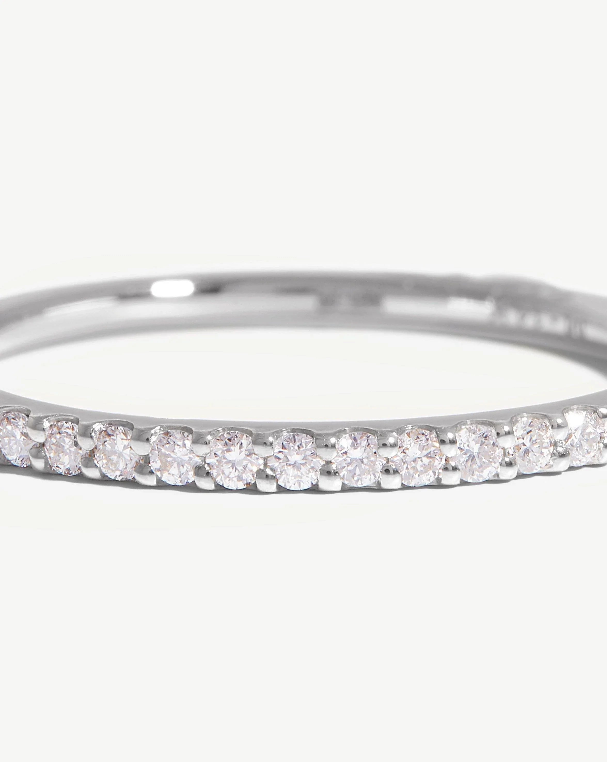 Fine Slim Half Eternity Ring | 14ct White Gold/Diamond Rings Missoma 