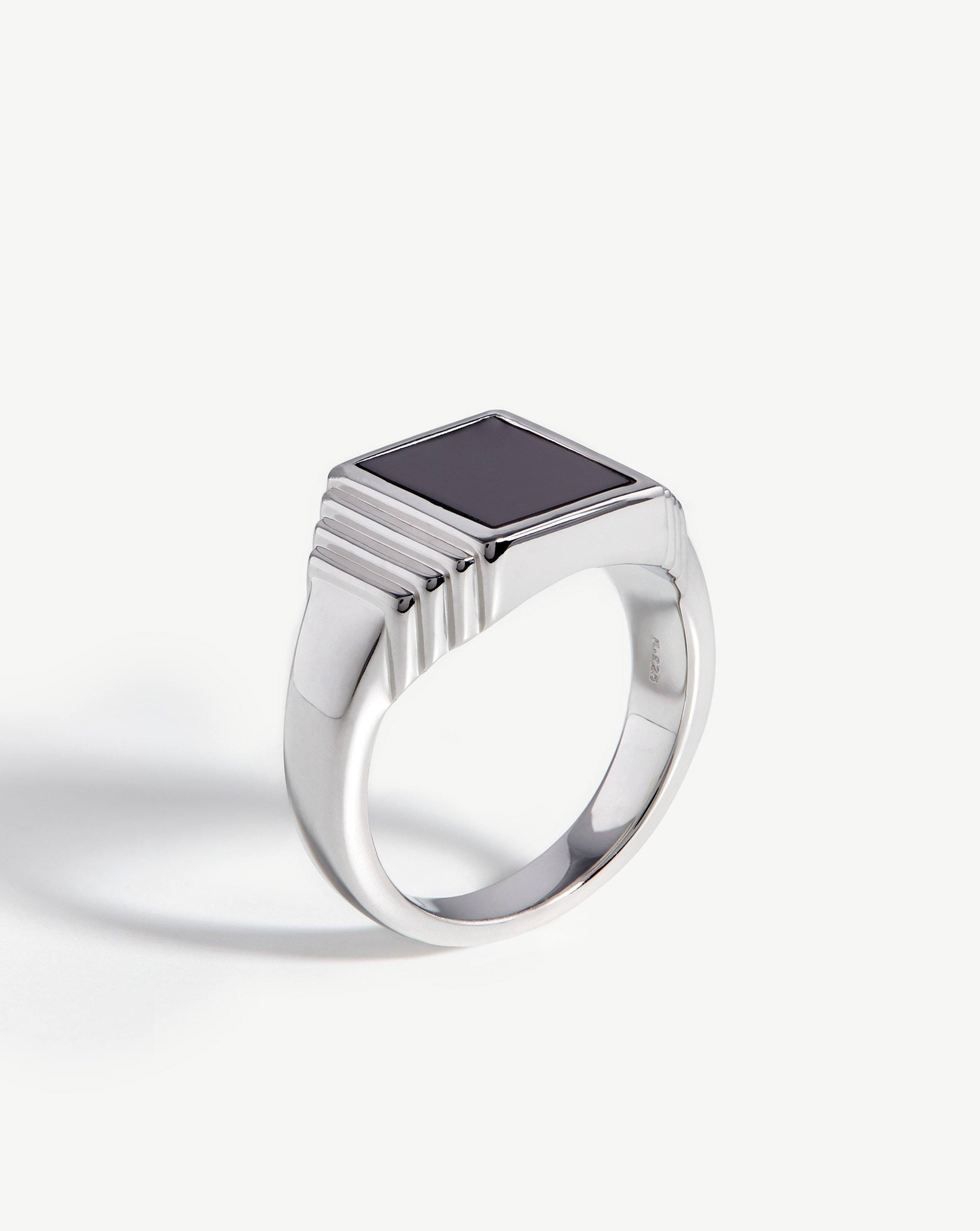 Fused Ridge Signet Ring | Sterling Silver/Black Spinel Rings Missoma 