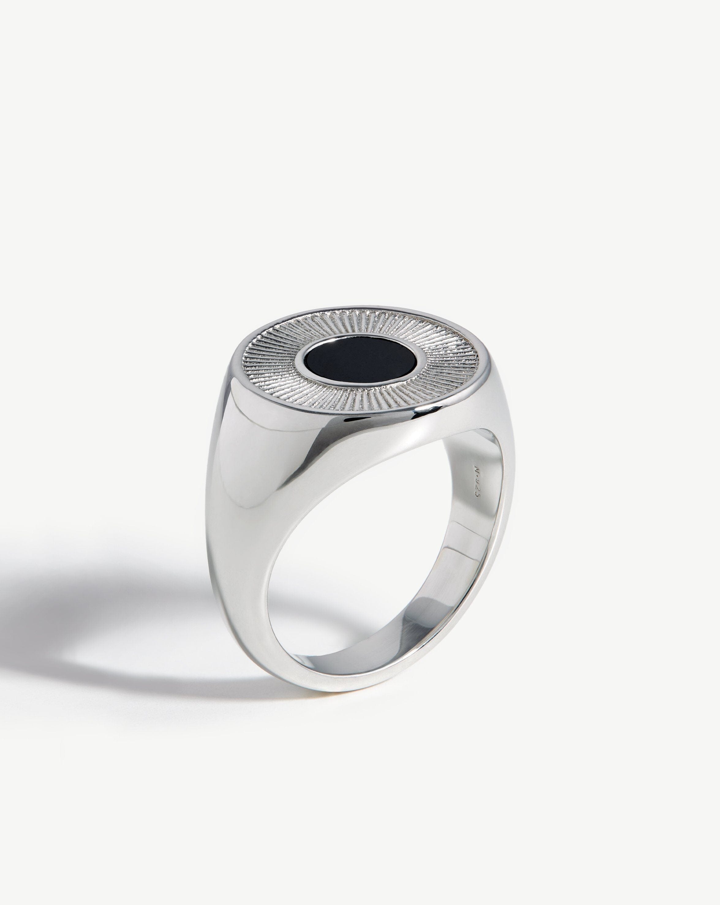 Fused Round Signet Ring | Sterling Silver/Black Spinel Rings Missoma 