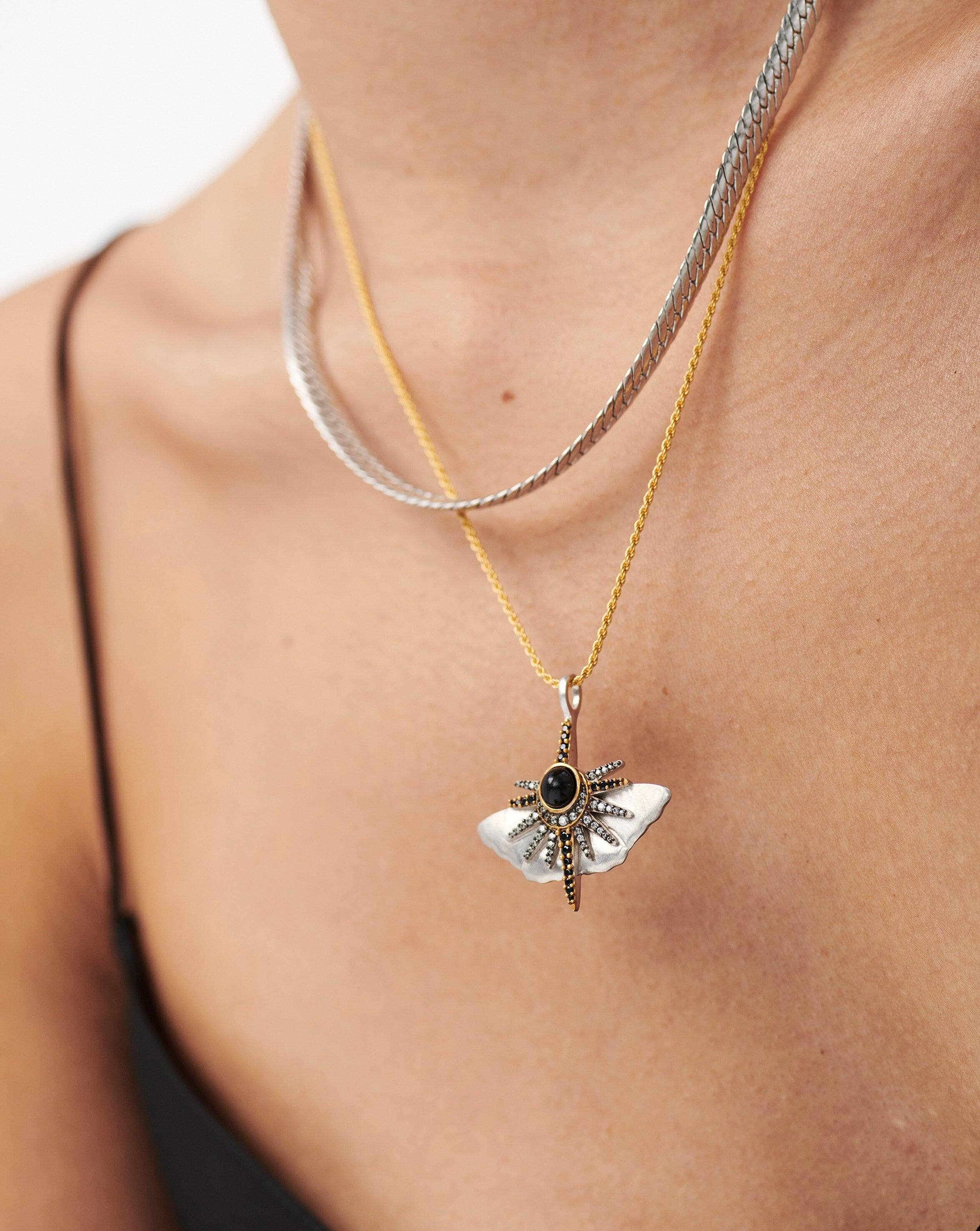 Harris Reed Emerging Butterfly Necklace | Silver Plated/Black Onyx Necklaces Missoma 