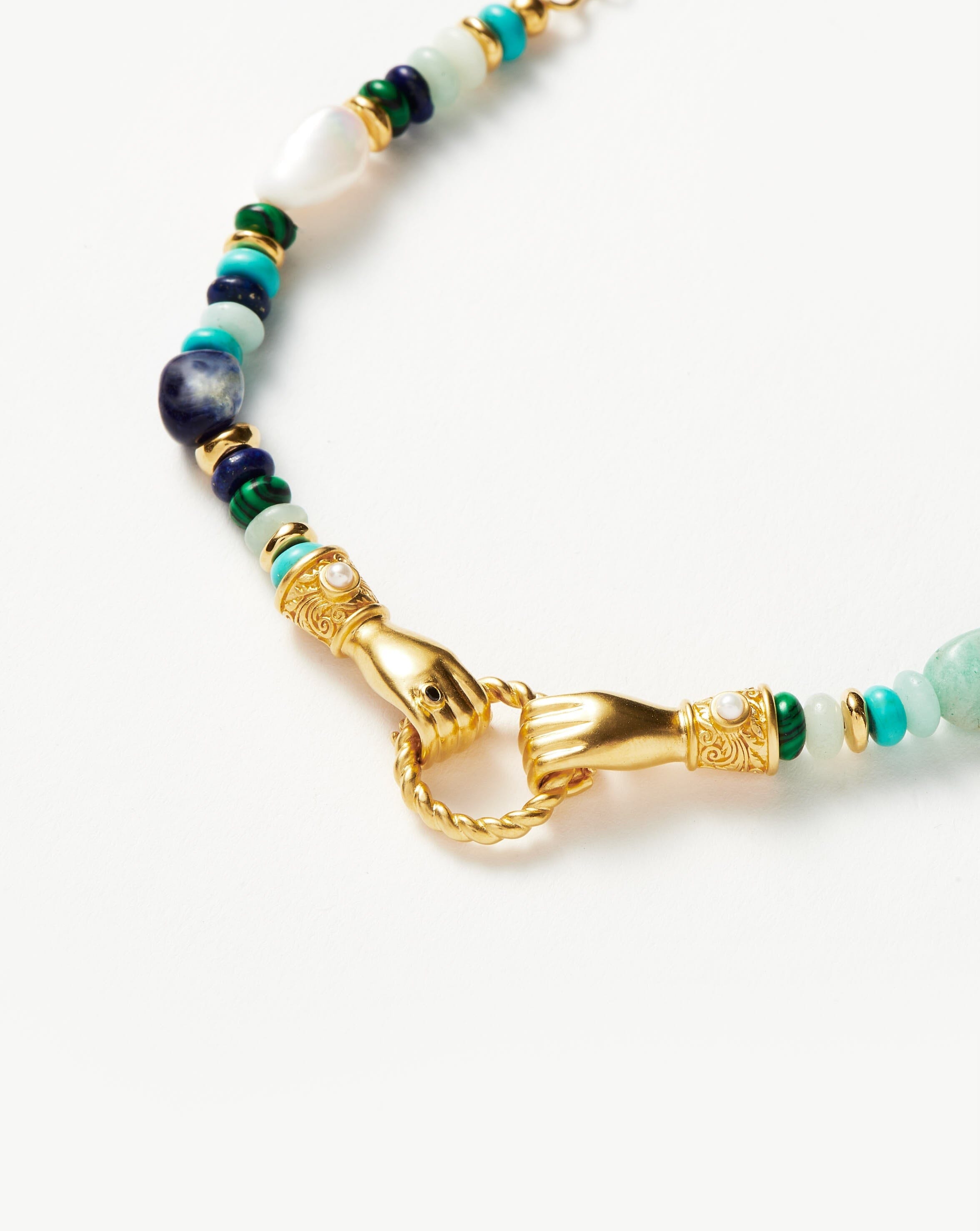 Harris Reed In Good Hands Beaded Gemstone Bracelet | 18ct Gold Plated/Turquoise, Lapis & Pearl Bracelets Missoma 