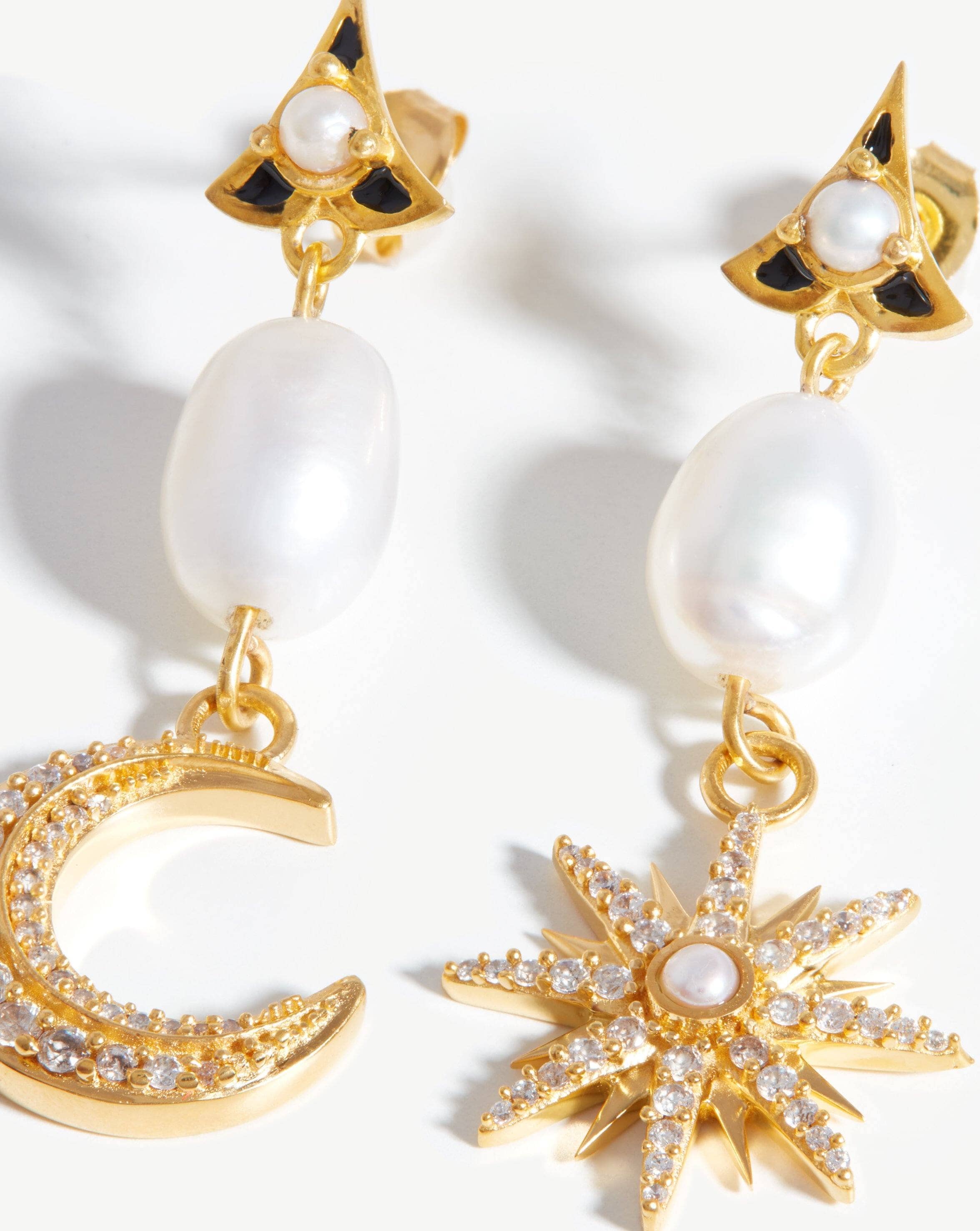 Harris Reed Moonlight Pearl Drop Earrings | 18ct Gold Plated/Pearl Earrings Missoma 