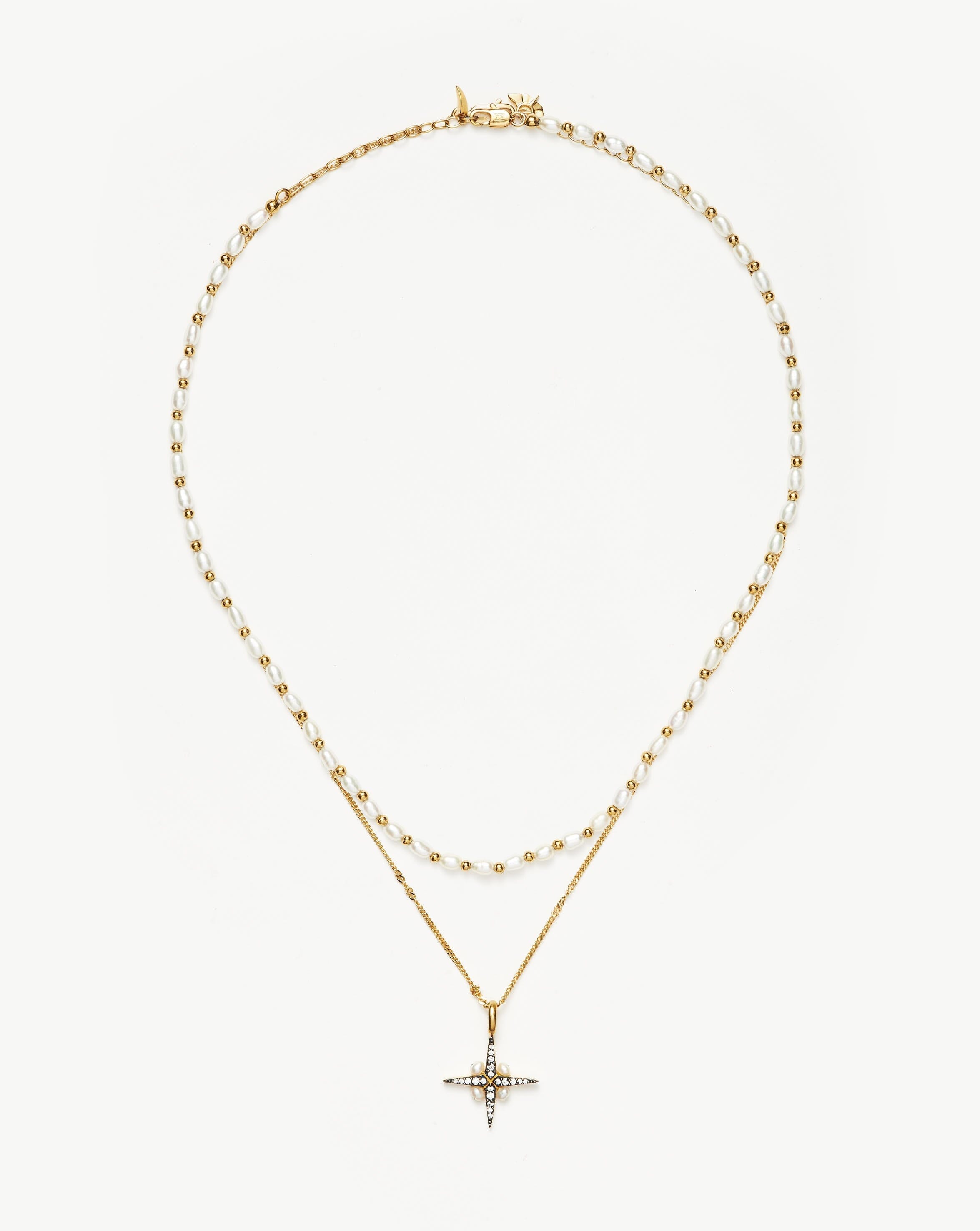 Harris Reed North Star Pearl Necklace Set | 18ct Gold Plated Vermeil/Pearl Layering Sets Missoma 