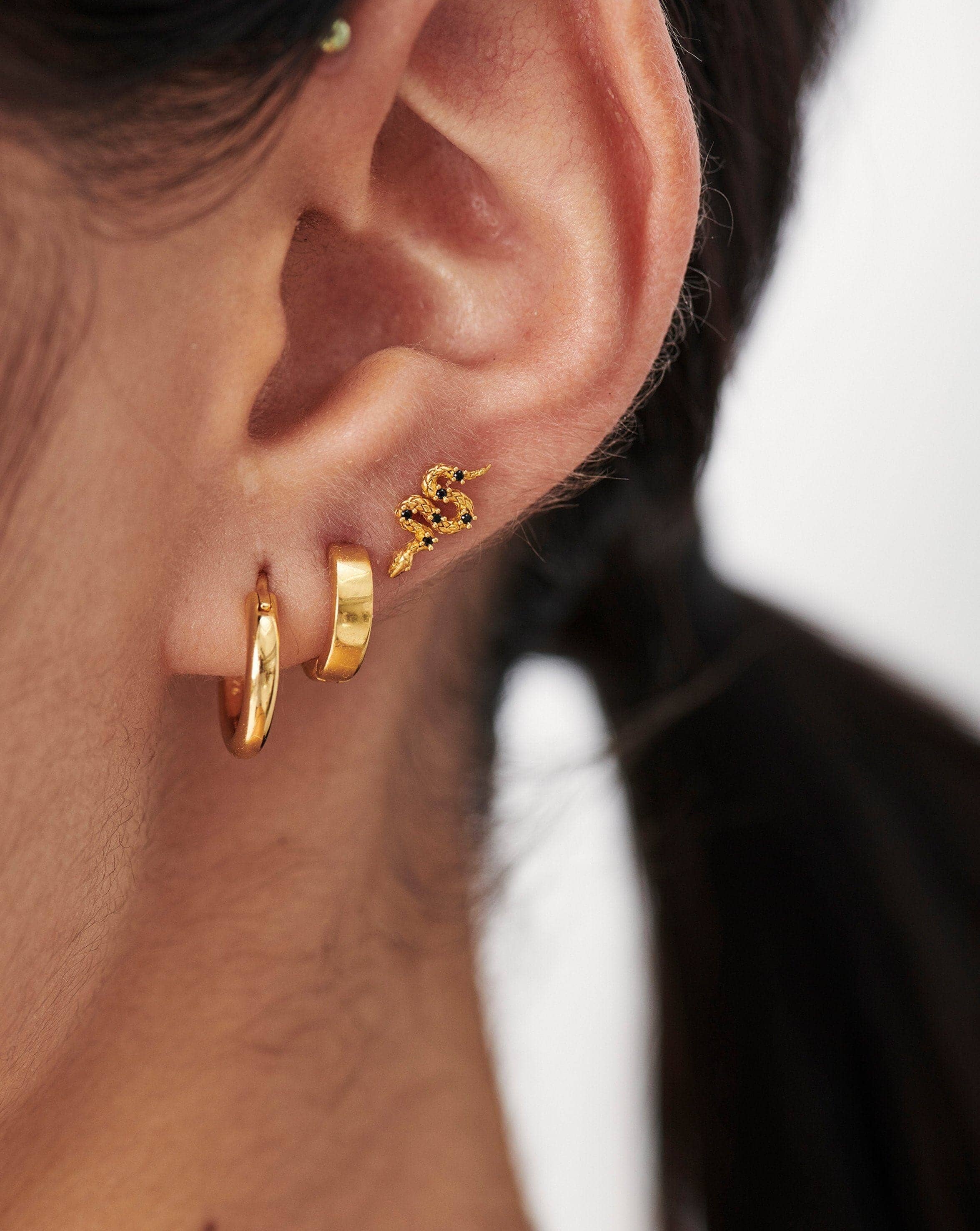 Harris Reed Serpent Single Stud Earring | 18ct Gold Plated Vermeil/Black Onyx Earrings Missoma 