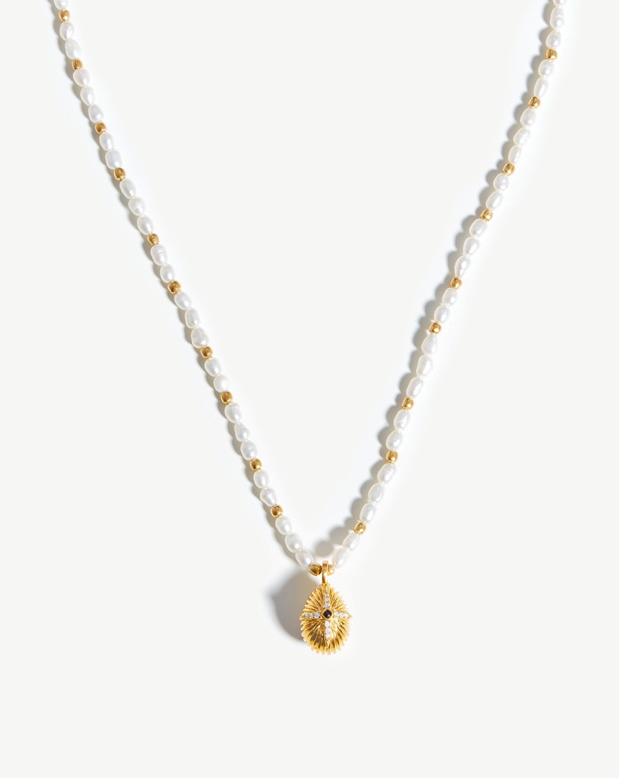 Harris Reed Star Crossed Pearl Necklace | 18ct Gold Plated/Pearl & Black Onyx Necklaces Missoma 