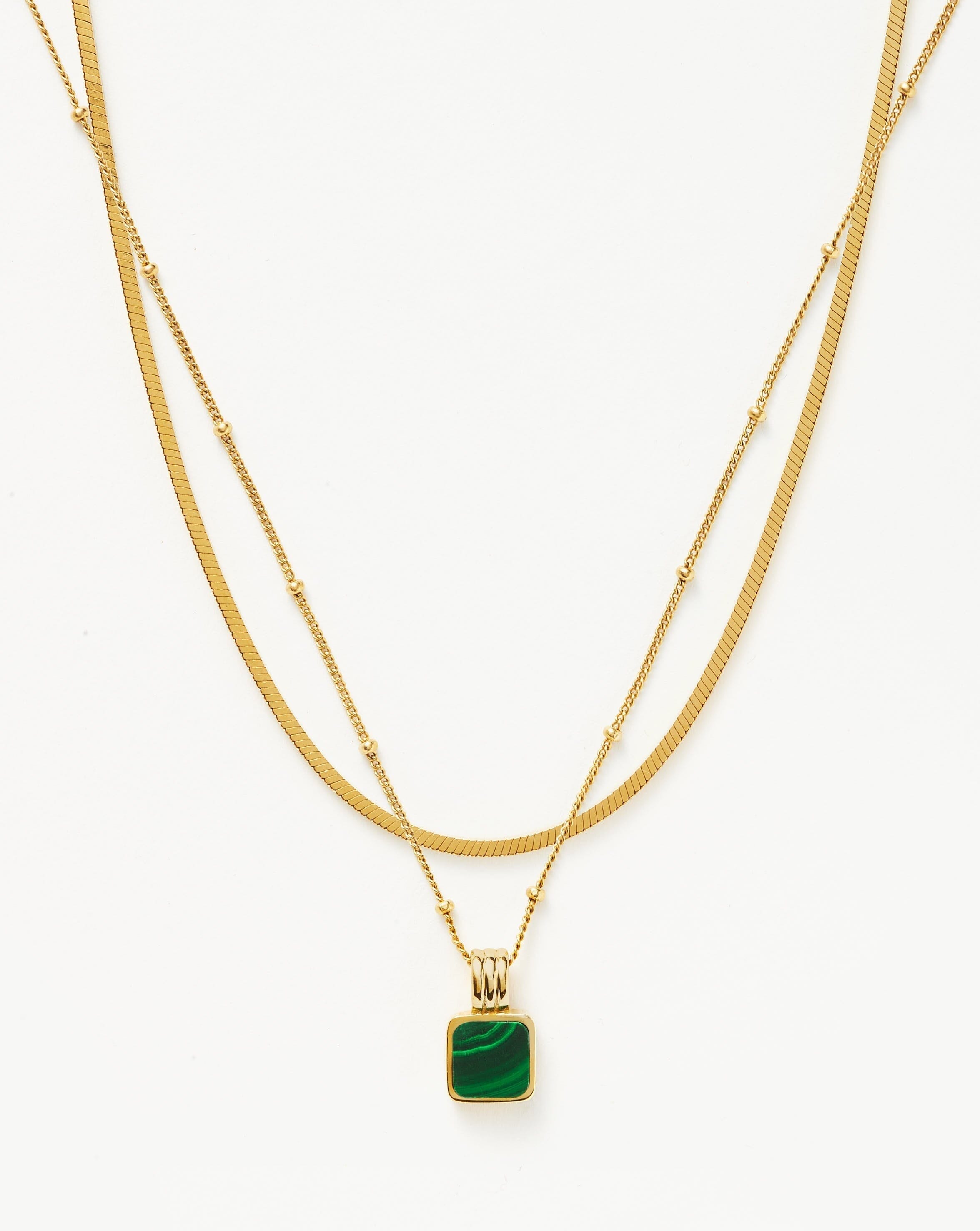 Iconic Lucy Williams Malachite Necklace Set | 18ct Gold Plated Vermeil/Malachite Necklaces Missoma 