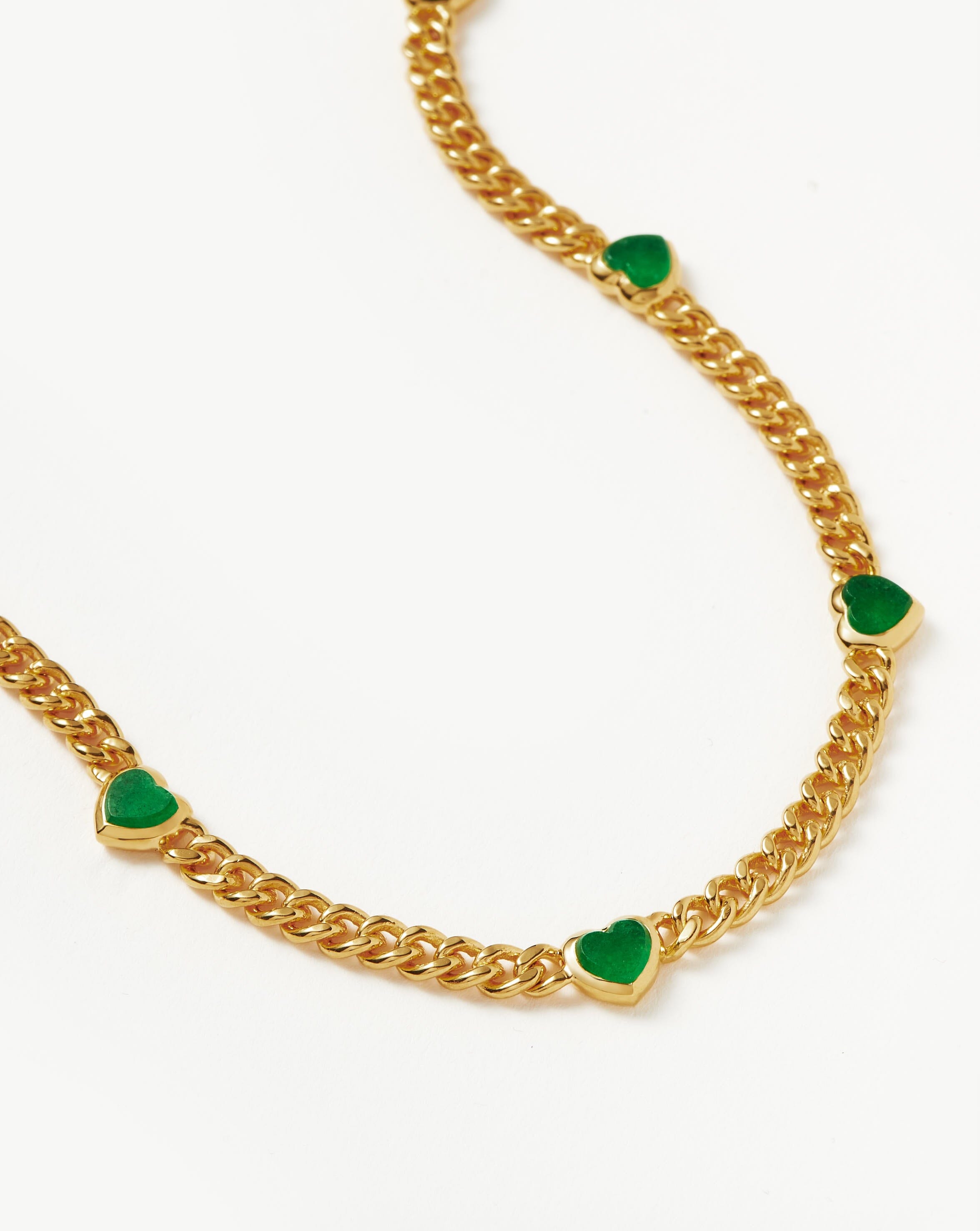 Jelly Heart Gemstone Charm Necklace | 18ct Gold Plated/Green Chalcedony Necklaces Missoma 