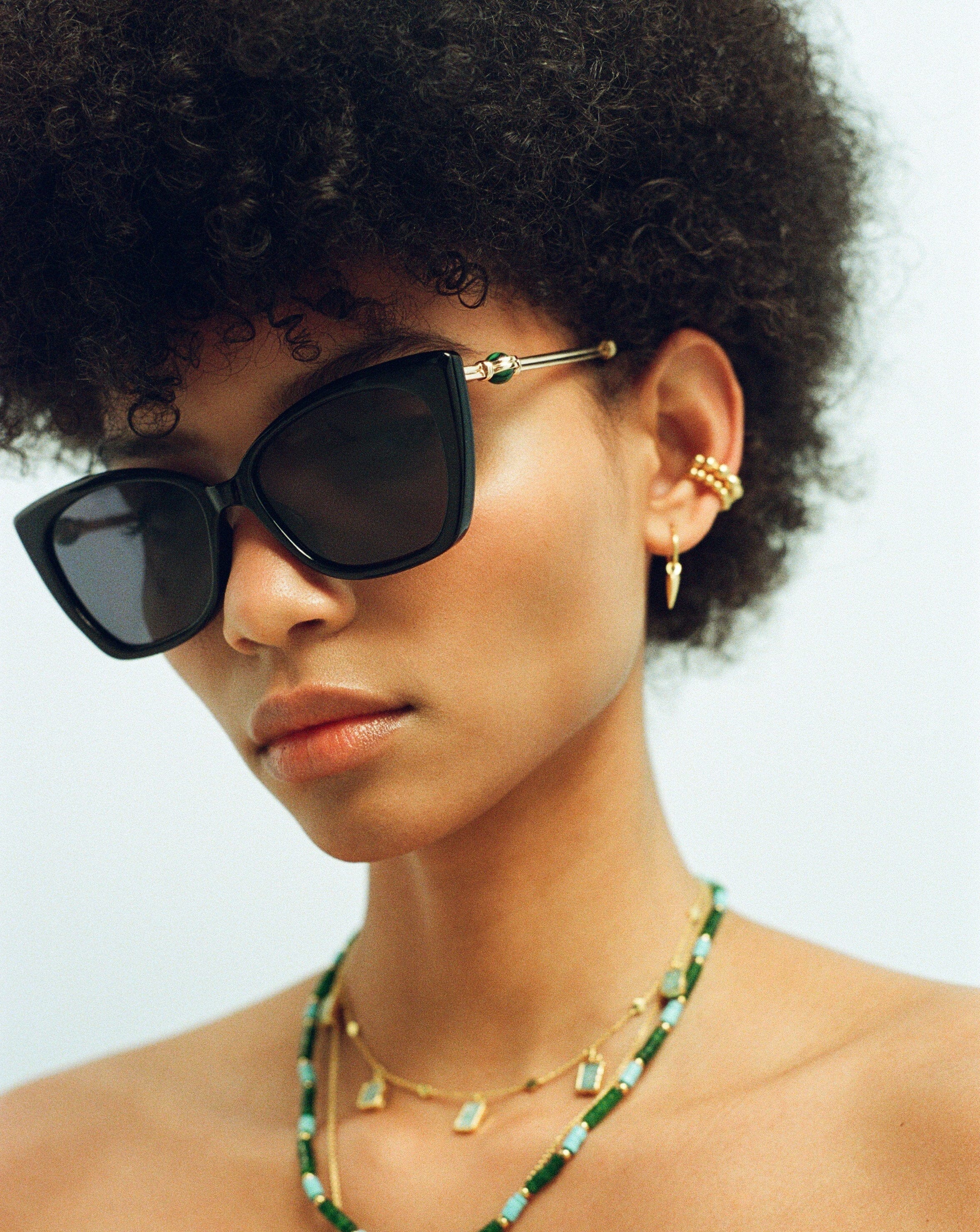 Le Specs Lyra Sphere Cat-Eye Sunglasses | Black/Malachite Accessories Missoma 