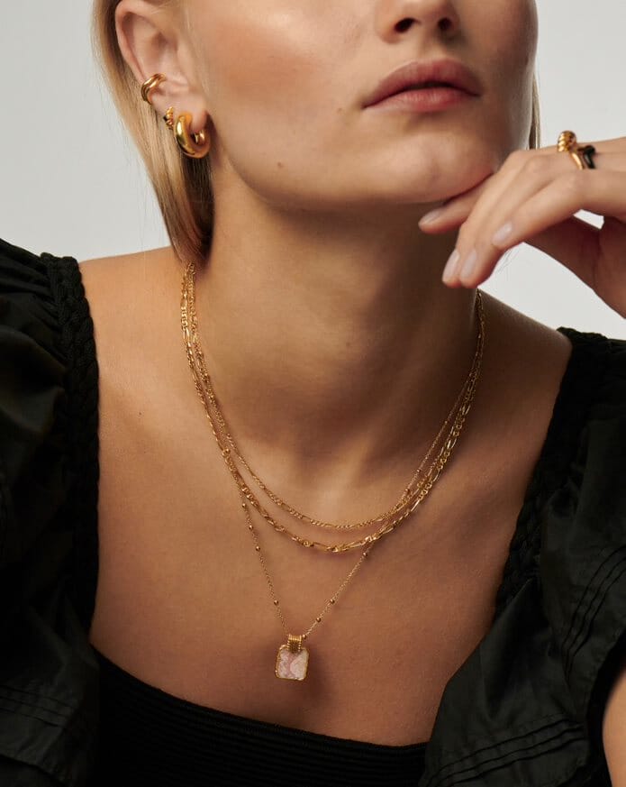 Lena Charm Necklace | 18ct Gold Plated Vermeil/Rhodochrosite Necklaces Missoma 