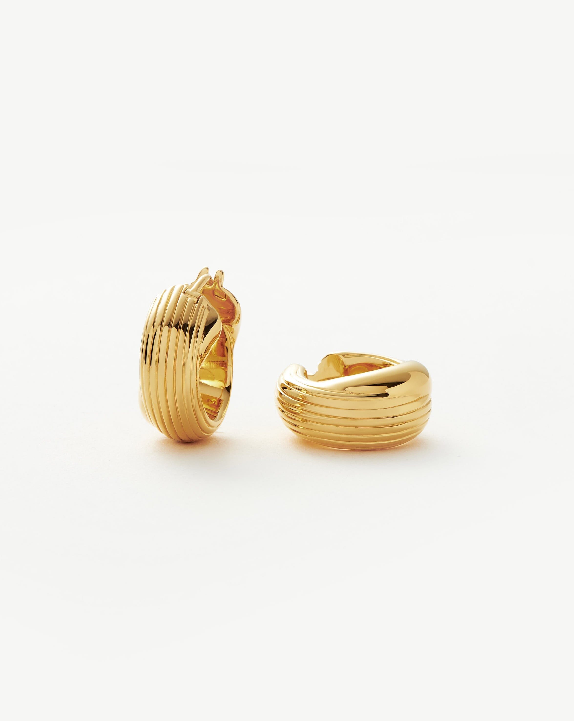 Lucy Williams Chunky Entwine Ridge Small Hoop Earrings | 18ct Gold Plated Earrings Missoma 