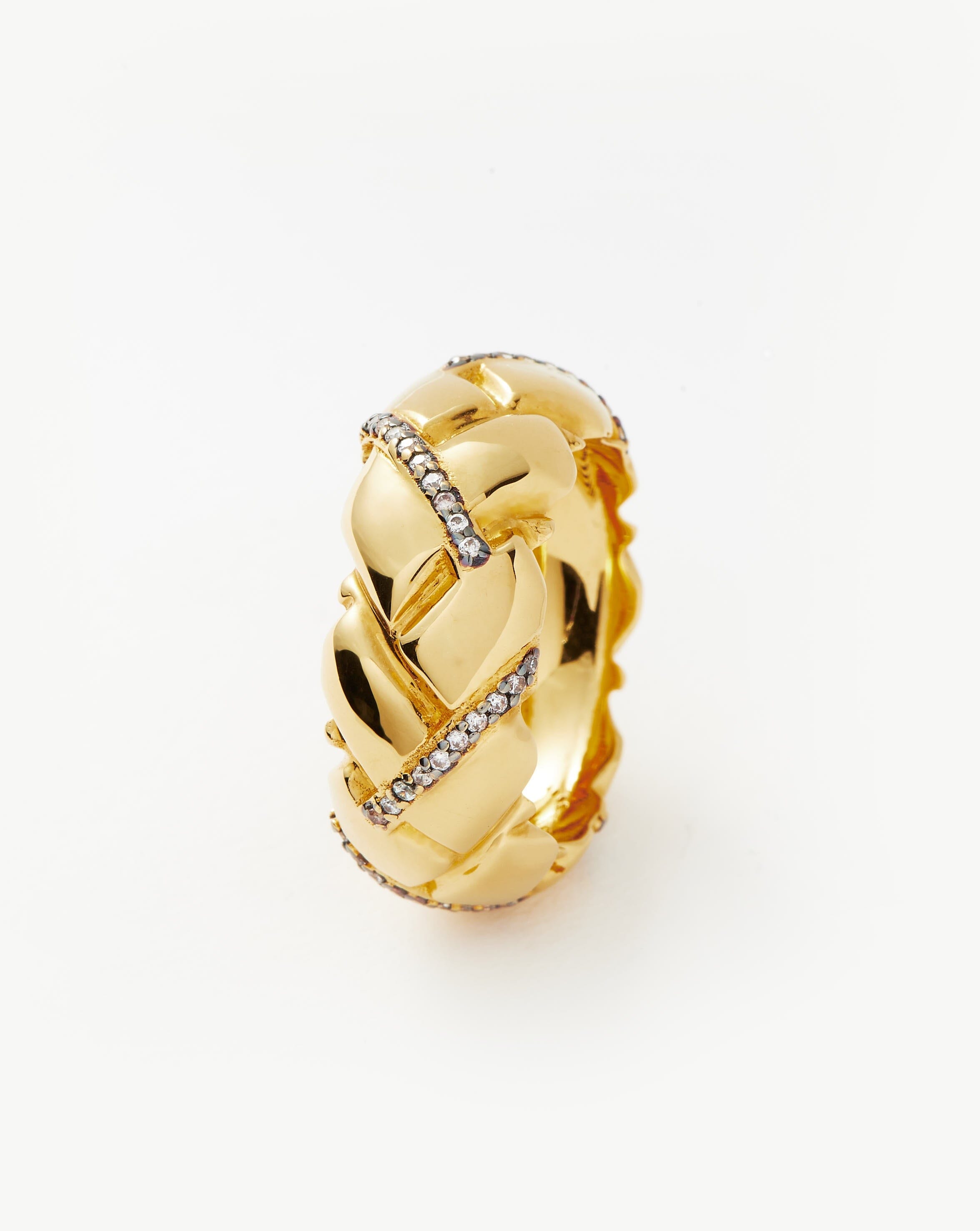 Lucy Williams Chunky Pavé Waffle Ring | 18ct Gold Plated/Cubic Zirconia Rings Missoma 