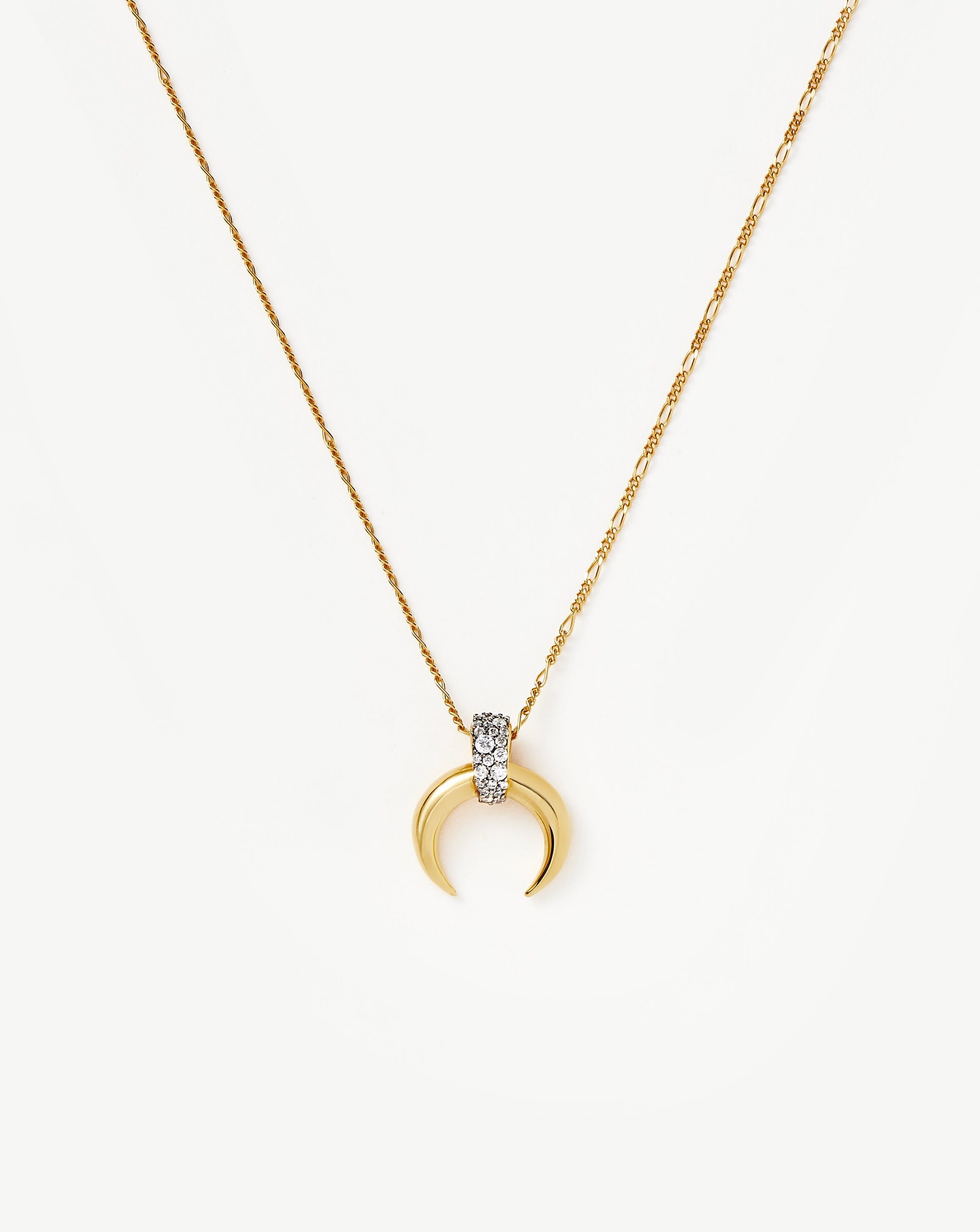 Lucy Williams Pavé Horn Pendant Necklace | 18ct Gold Plated Vermeil/Cubic Zirconia Necklaces Missoma 