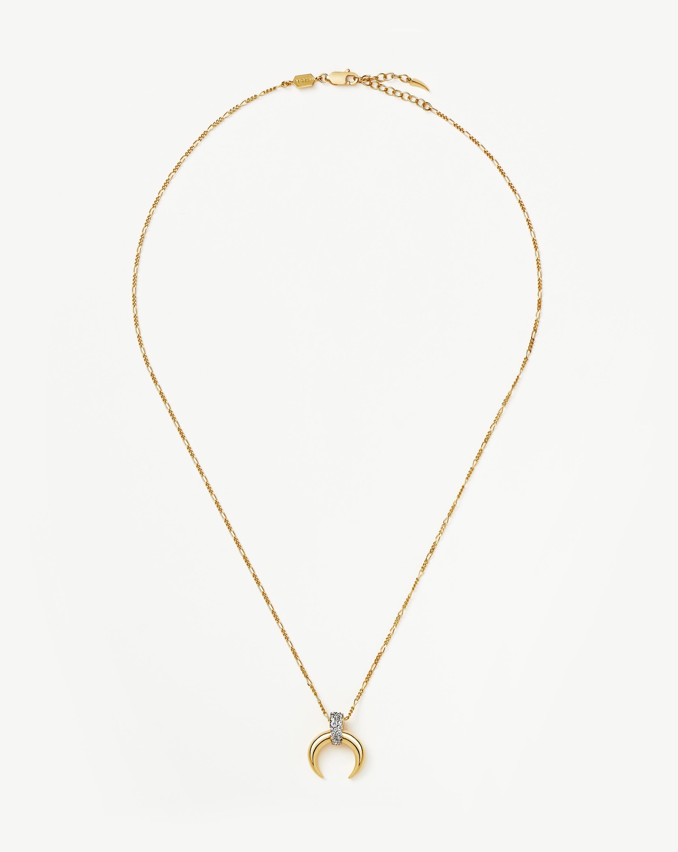 Lucy Williams Pavé Horn Pendant Necklace | 18ct Gold Plated Vermeil/Cubic Zirconia Necklaces Missoma 