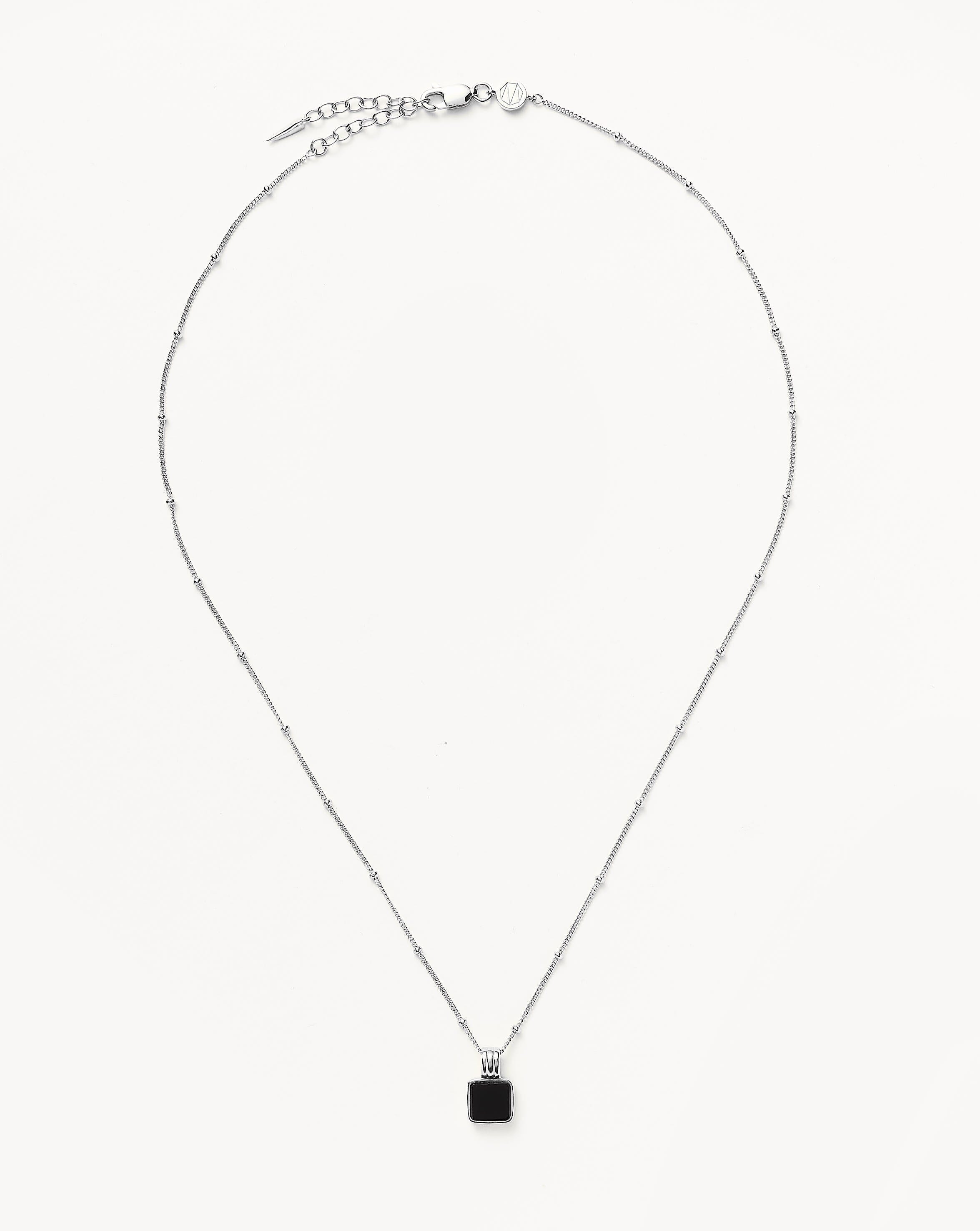 Lucy Williams Square Onyx Gemstone Necklace | Sterling Silver/Black Onyx Necklaces Missoma 