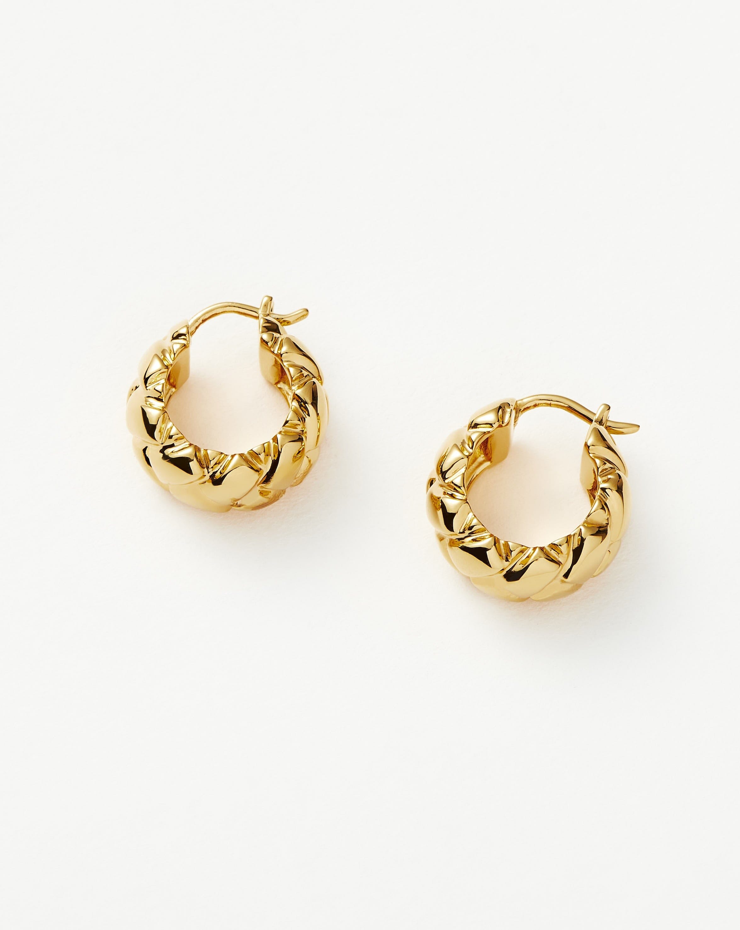 Lucy Williams Waffle Mini Hoop Earrings | 18ct Gold Plated Vermeil Earrings Missoma 