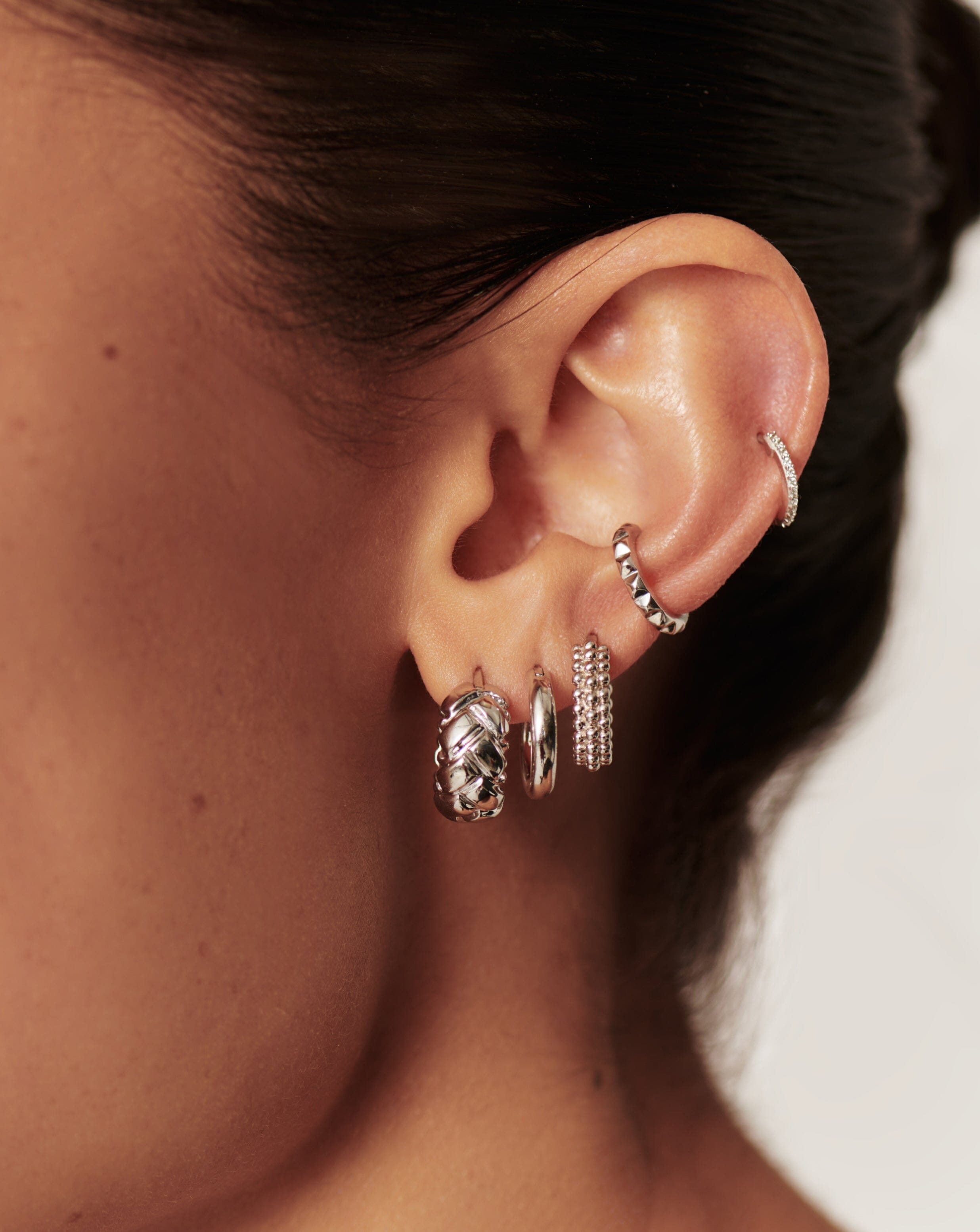 Lucy Williams Waffle Mini Hoop Earrings | Sterling Silver Earrings Missoma 