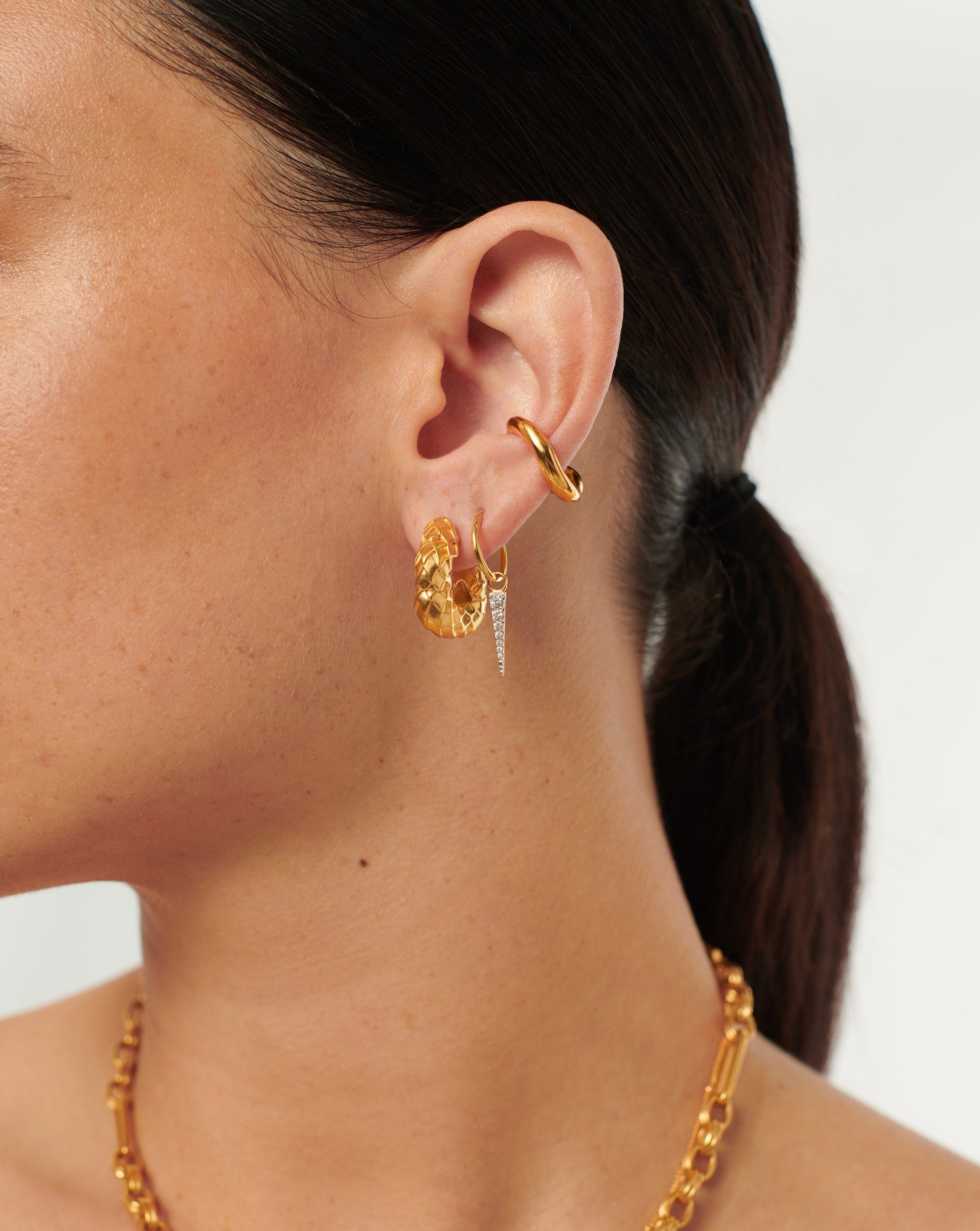 Medium Serpent Textured Chubby Hoop Earrings | 18ct Gold Plated Earrings Missoma 