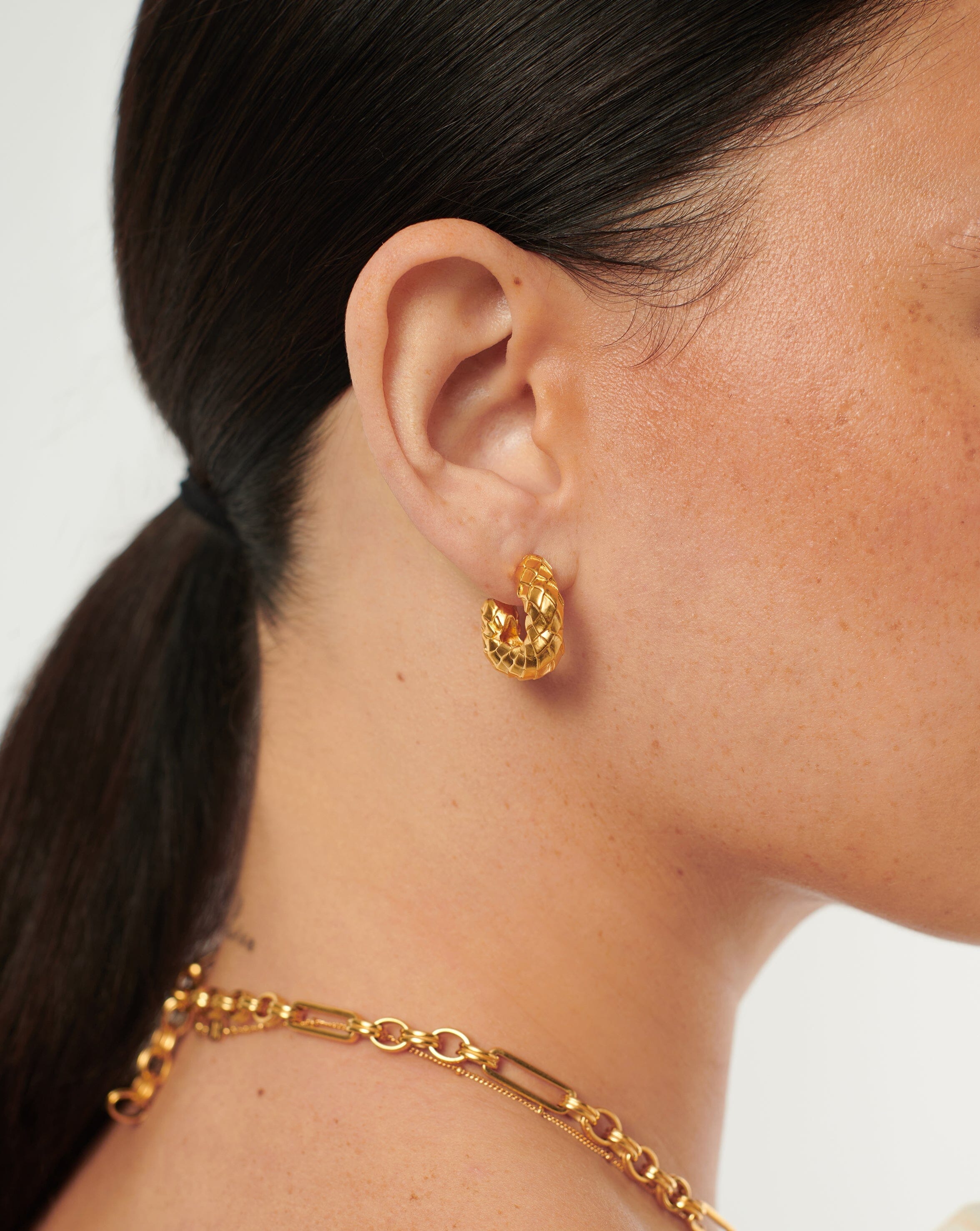 Medium Serpent Textured Chubby Hoop Earrings | 18ct Gold Plated Earrings Missoma 