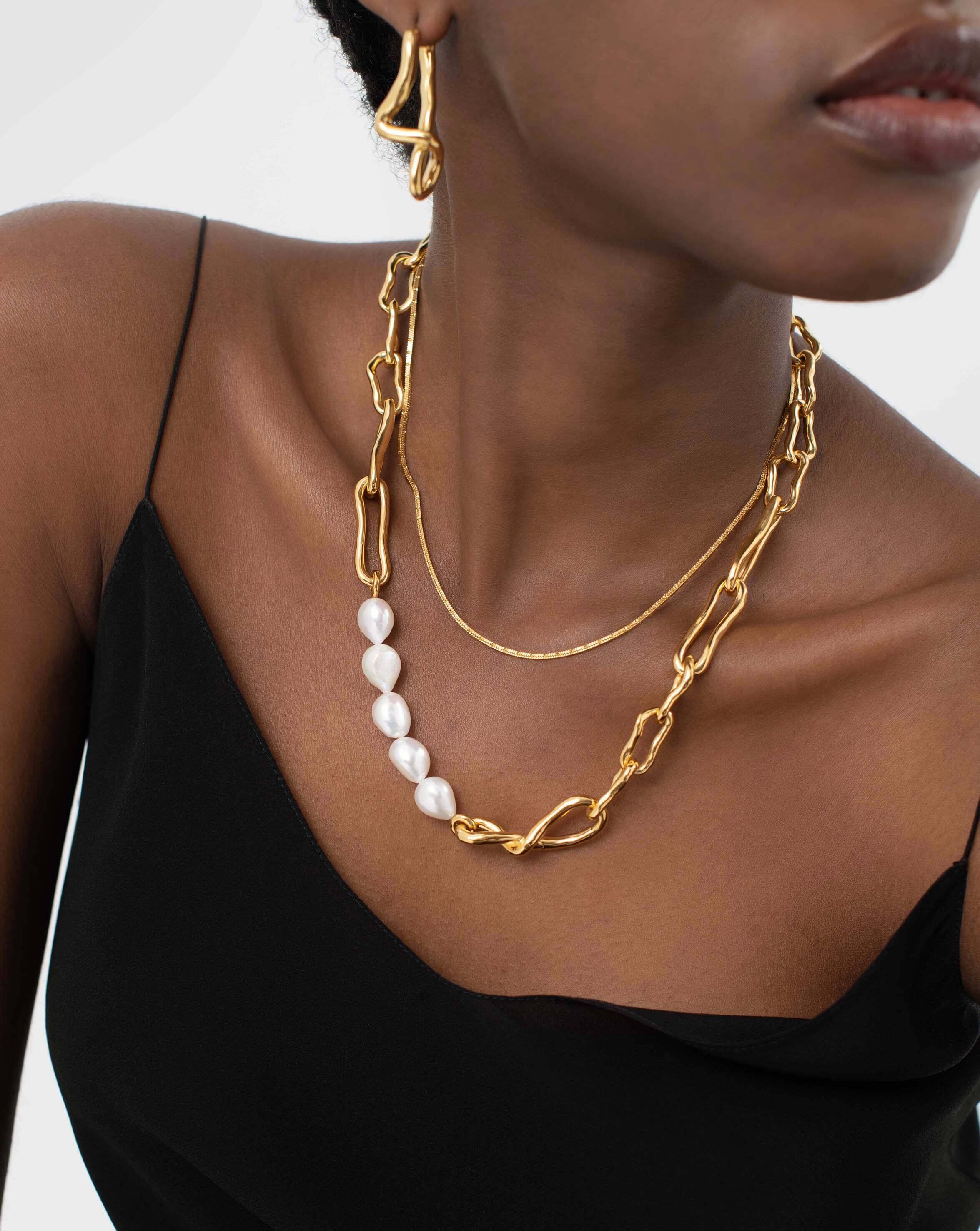 Molten Baroque Pearl Twisted Chain Necklace Necklaces Missoma 